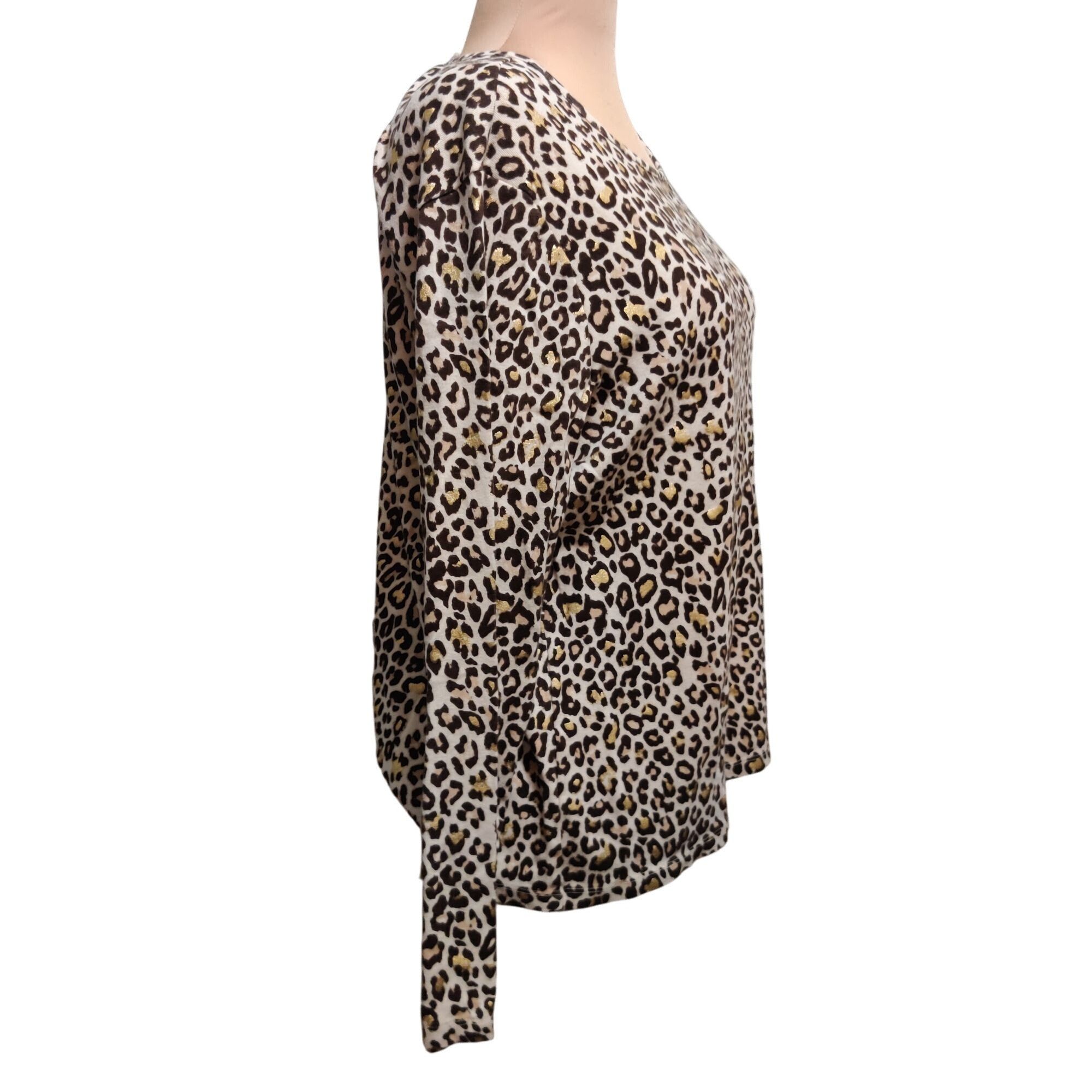 Other White Stag XXL Leopard Print Gold Foil Long Sleeve Scoop Nec Size XXL / US 16-18 / IT 52-54 - 3 Thumbnail