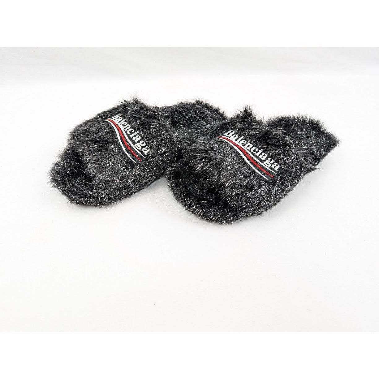 Balenciaga o1rshd1 Furry Slide Metallic in Black/Silver/White/Red Size US 6 / IT 36 - 15 Thumbnail
