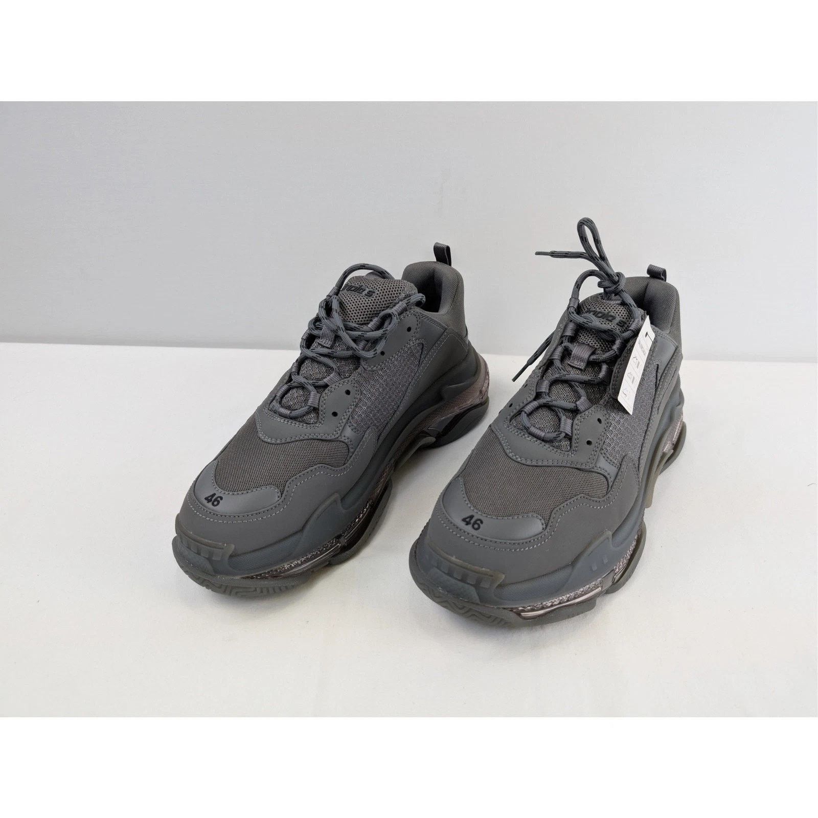 Balenciaga o1rshd1 Clear Sole Leather Free Triple S Sneakers Dark Grey Size US 12 / EU 45 - 10 Thumbnail