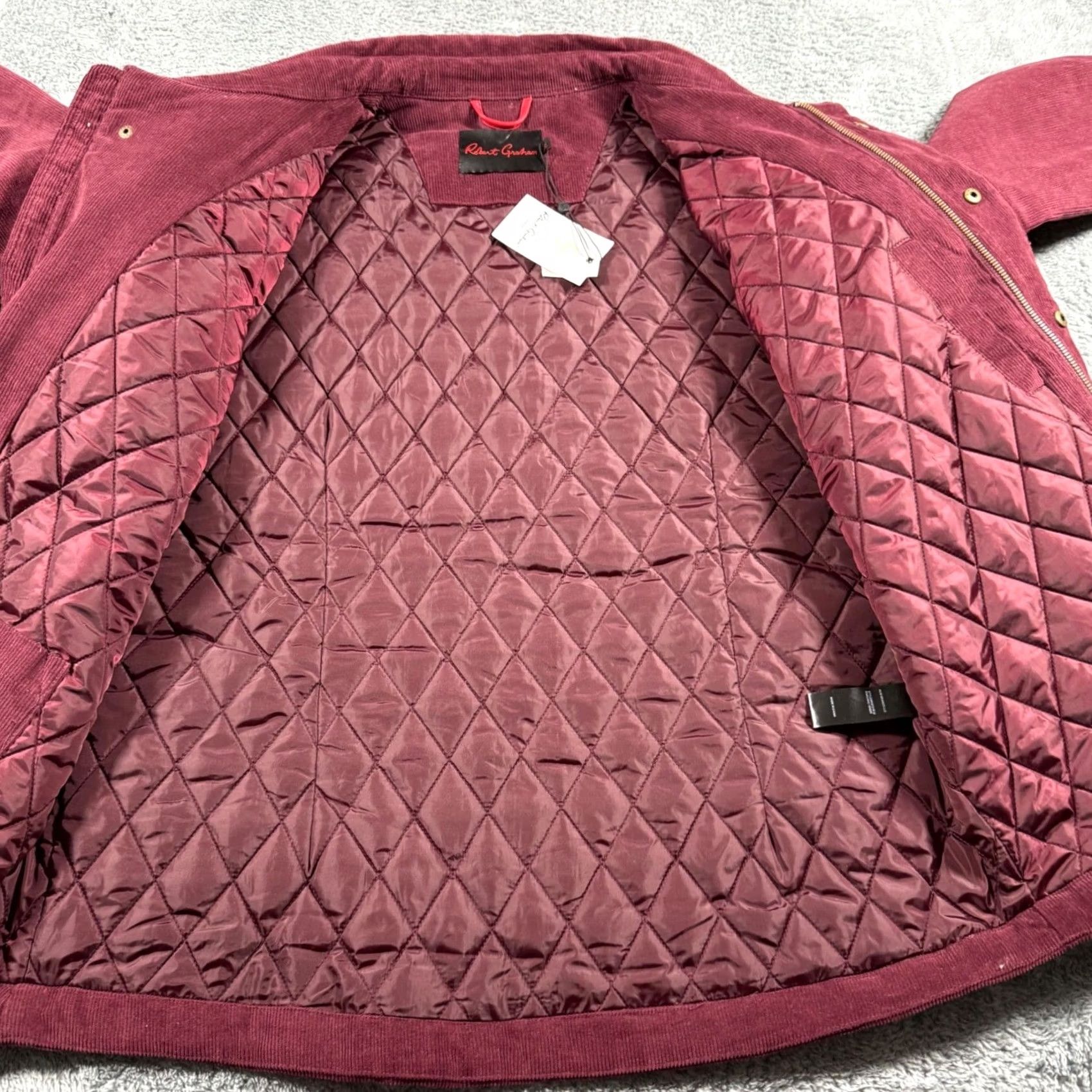 Robert Graham VINTAGE Robert Graham Burgundy Chore Corduroy Quilted Lined Jacket Coat XL Men Regular Zip Button Pockets Solid Pattern Fall Winter - 298 Size US XL / EU 56 / 4 - 5 Thumbnail