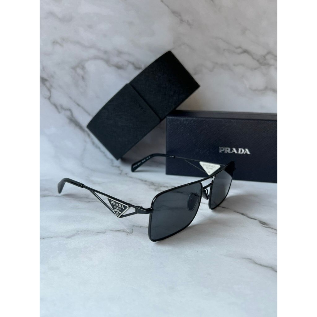 Prada NEW Prada PR A52S Aviator Sunglasses Polarized Black Size ONE SIZE - 4 Thumbnail