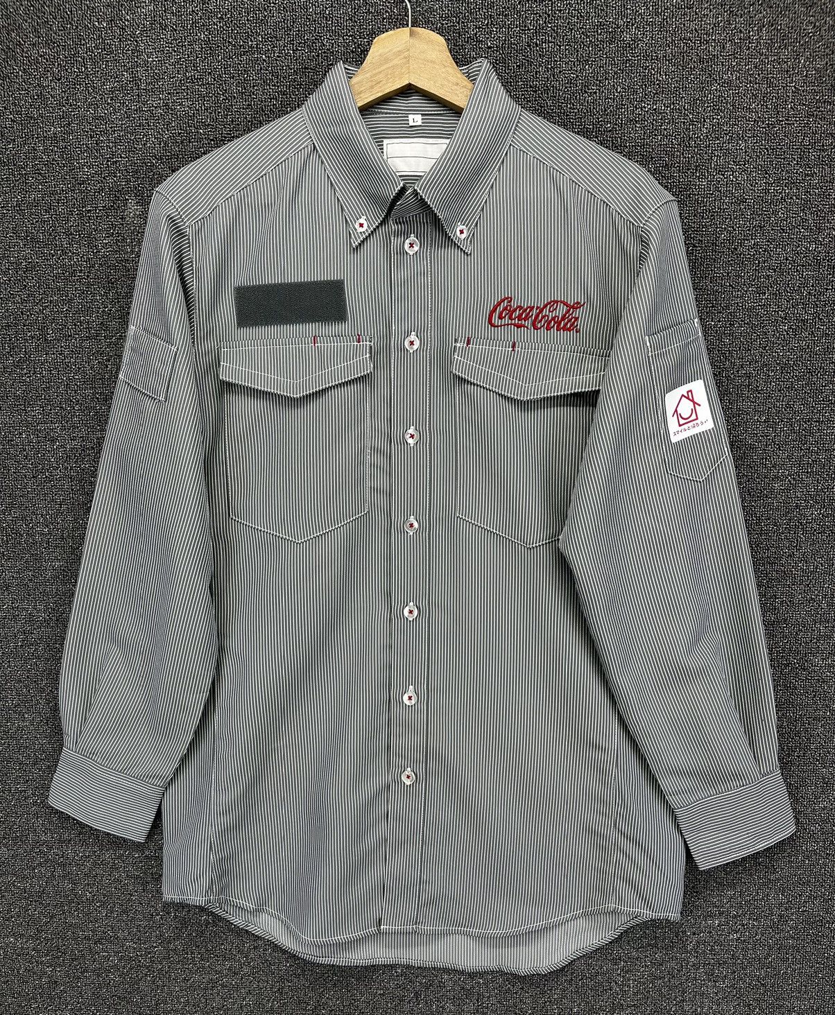 Coca Cola × Flannel Coca Cola Hickory Striped Workwear Shirts Button Up Flannel Size US L / EU 52-54 / 3 - 1 Thumbnail