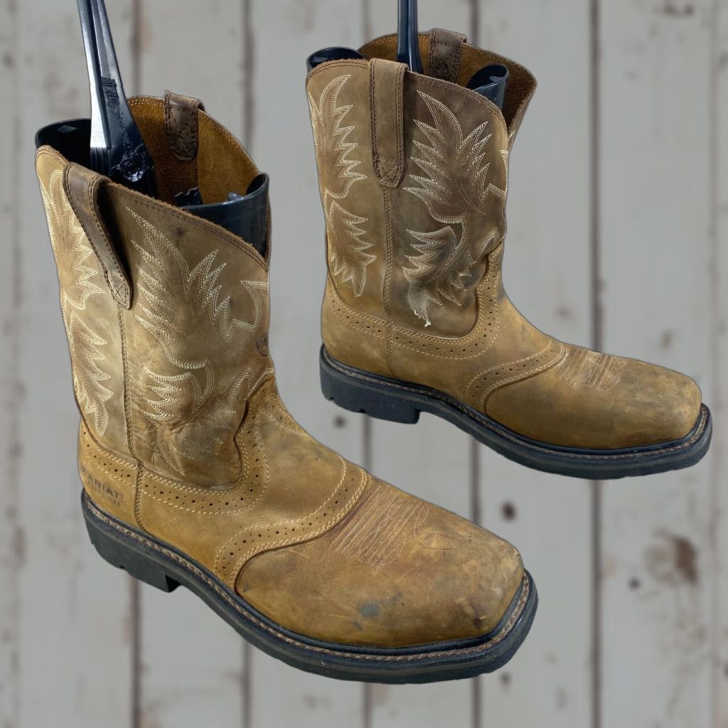 Ariat Ariat Sierra Men Boots Western Cowboy Steel Toe Brown Leather 11.5 D Square Toe Work Boot Size US 11 / EU 44 - 1 Thumbnail