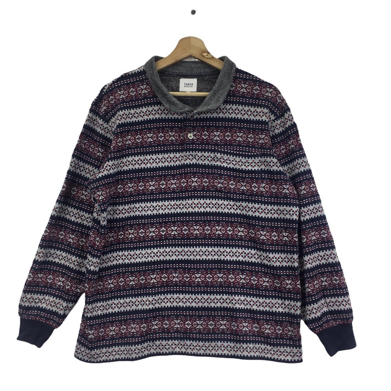 Takeo Kikuchi Vtg TAKEO KIKUCHI JAPAN Striped Henley Shirt Sweatshirt Size US M / EU 48-50 / 2 - 1 Thumbnail