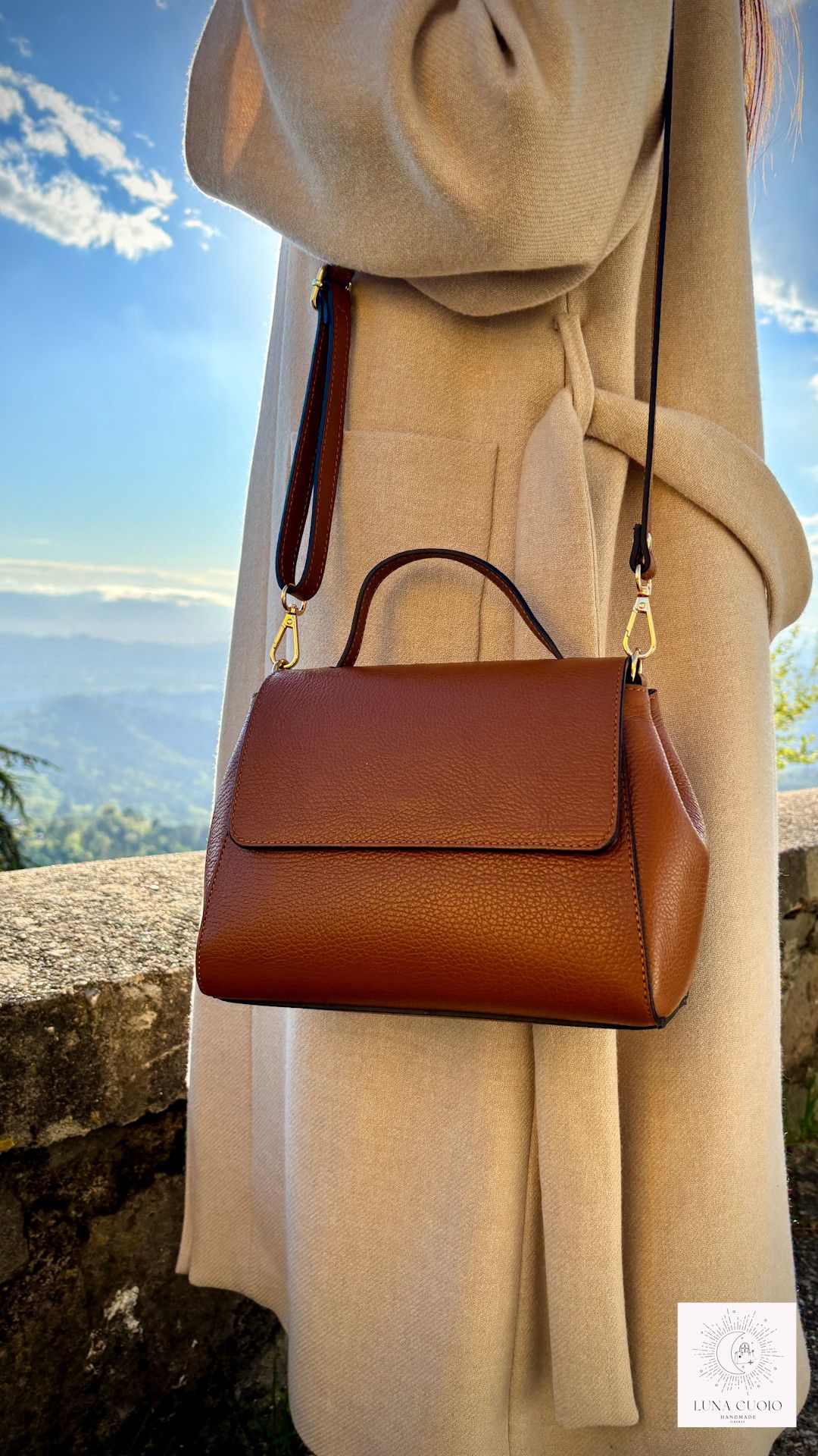 Vera Pelle Elegant Italian Handmade Leather Bag From Florence Size ONE SIZE - 3 Thumbnail