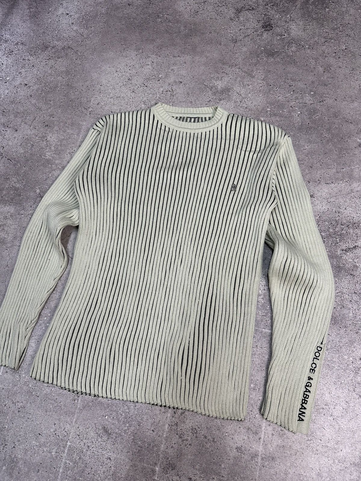 Vintage Vintage Dolce Gabbana Knitted Sweater Striped Ribbed Washed Size US XL / EU 56 / 4 - 2 Thumbnail