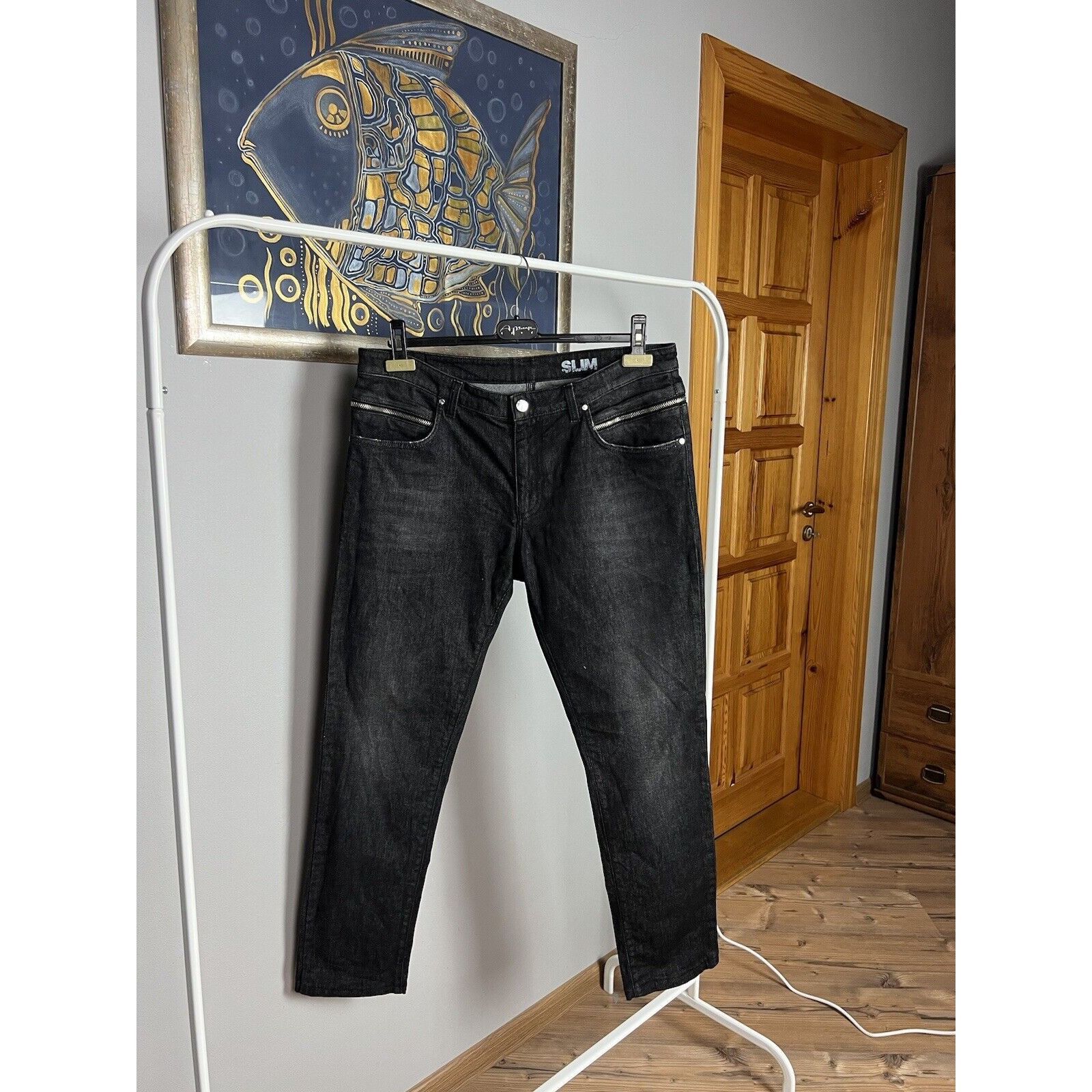 Versace MINT! Versace Collection Dark Black Men`s Slim Fit Jeans Pan Size US 36 / EU 52 - 1 Thumbnail