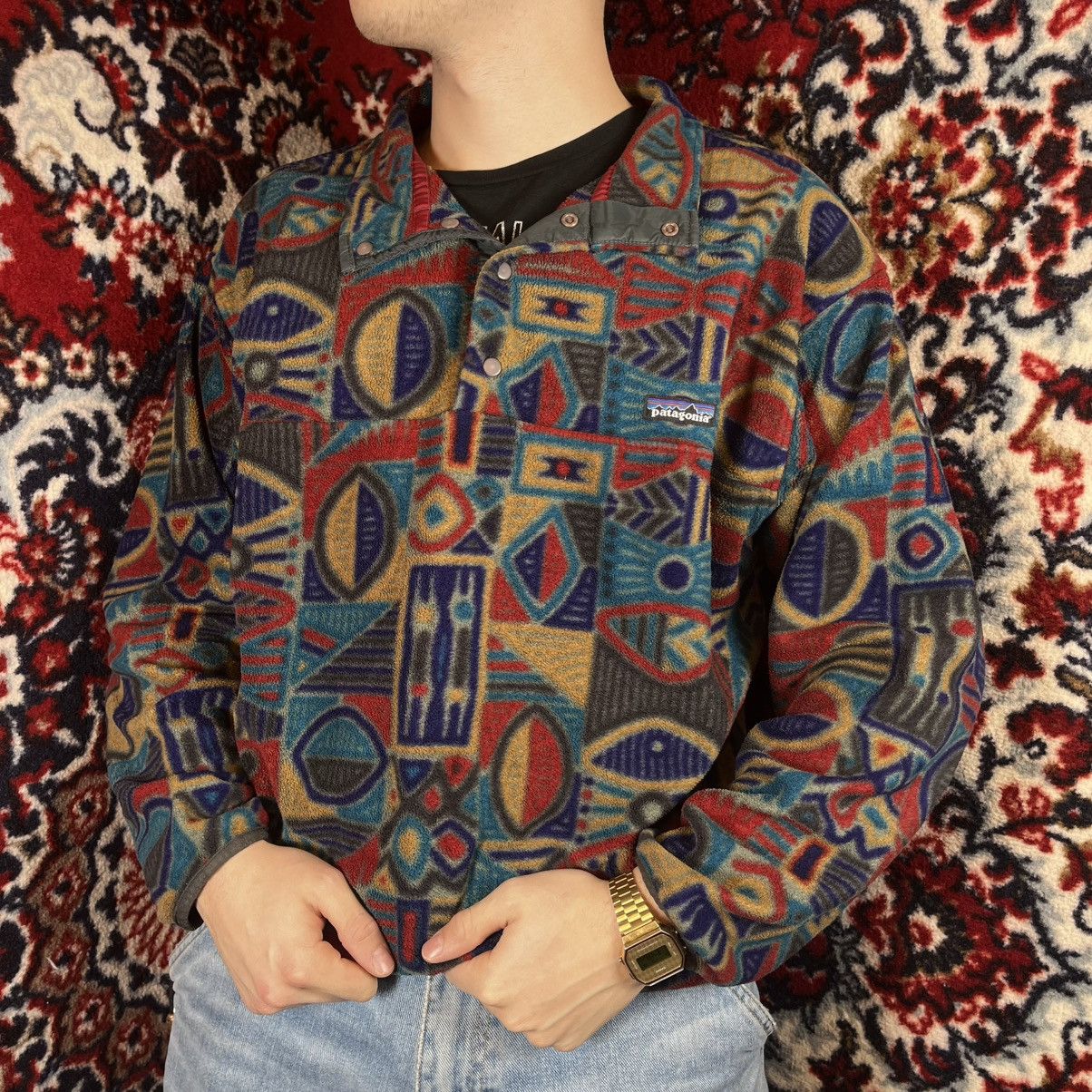 Patagonia Vintage 90s Patagonia Snap Fleece Synchilla Aztec Aborigine Size US L / EU 52-54 / 3 - 6 Thumbnail