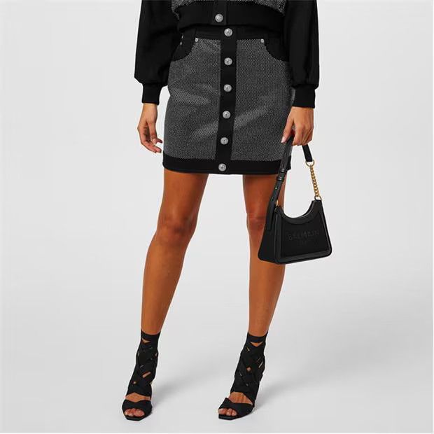 Balmain o1g2r1mq0924 Mini Skirt in Black & Grey Size 27" / US 4 / IT 40 - 3 Thumbnail