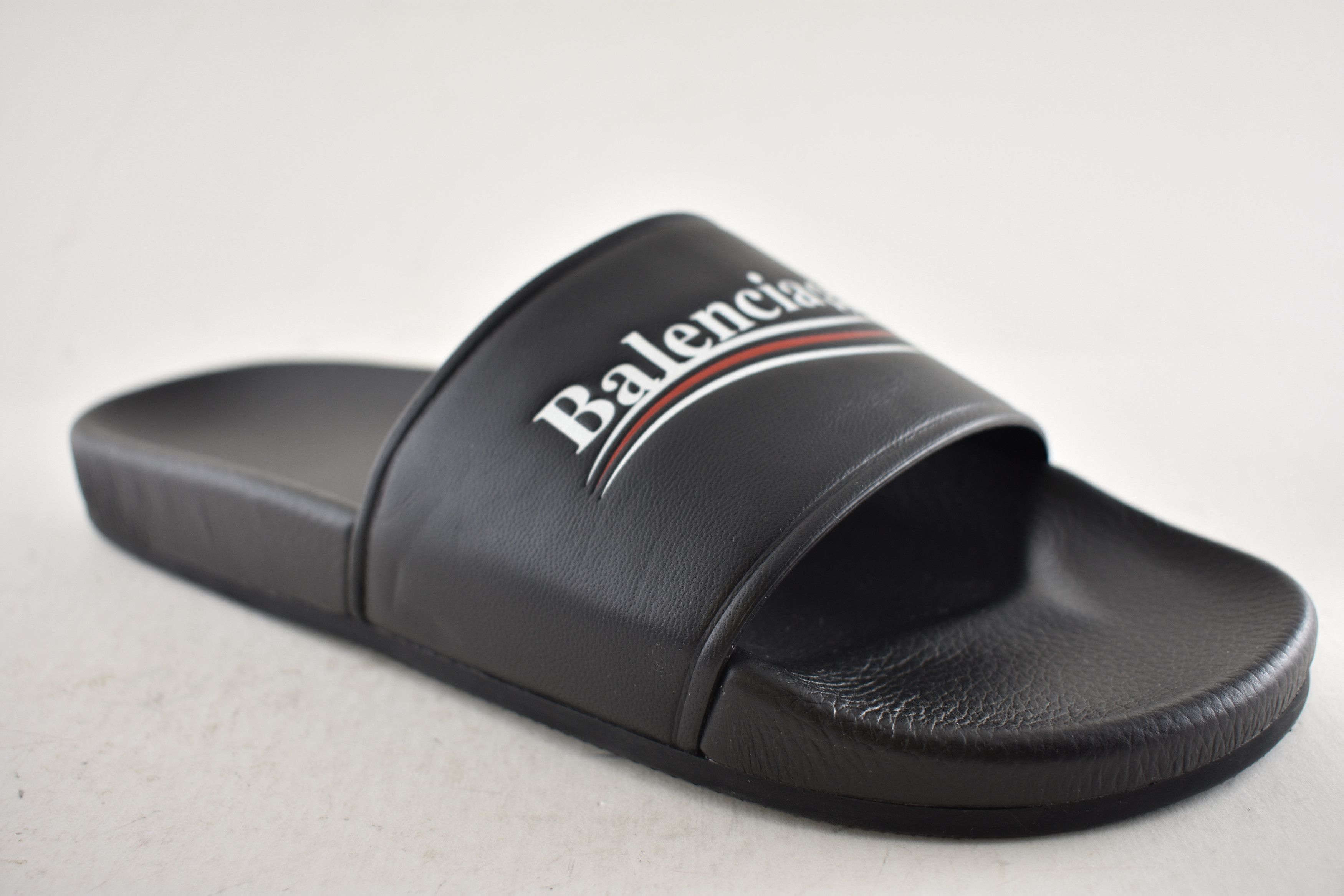 Balenciaga Leather Campaign Logo Slide Pool Sandal Flip Flop Flat 44 11 Size US 11 / EU 44 - 5 Thumbnail