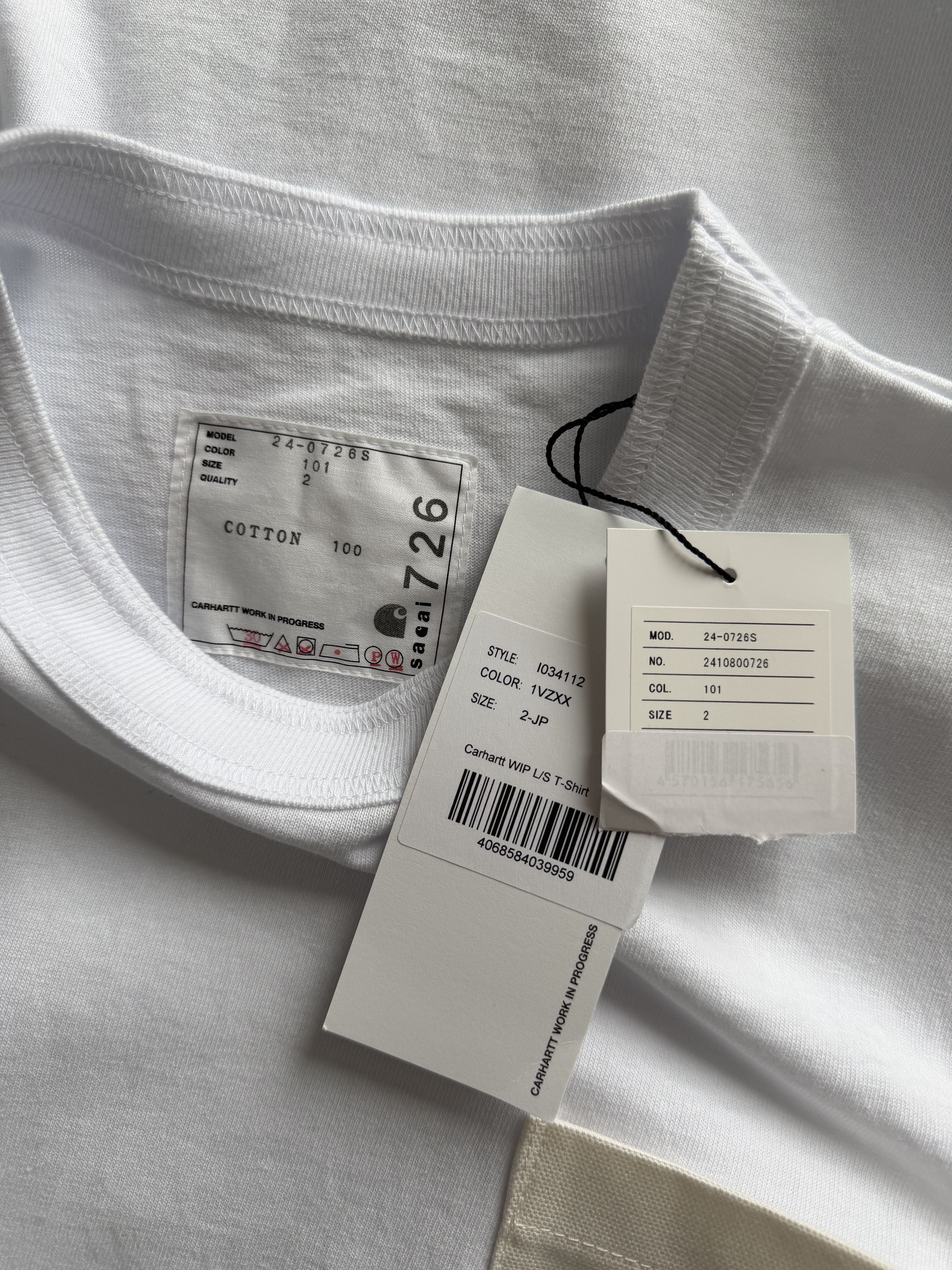 Carhartt Wip × Sacai Sacai Carhartt WIP Long Sleeve Shirt in White Size US M / EU 48-50 / 2 - 7 Thumbnail