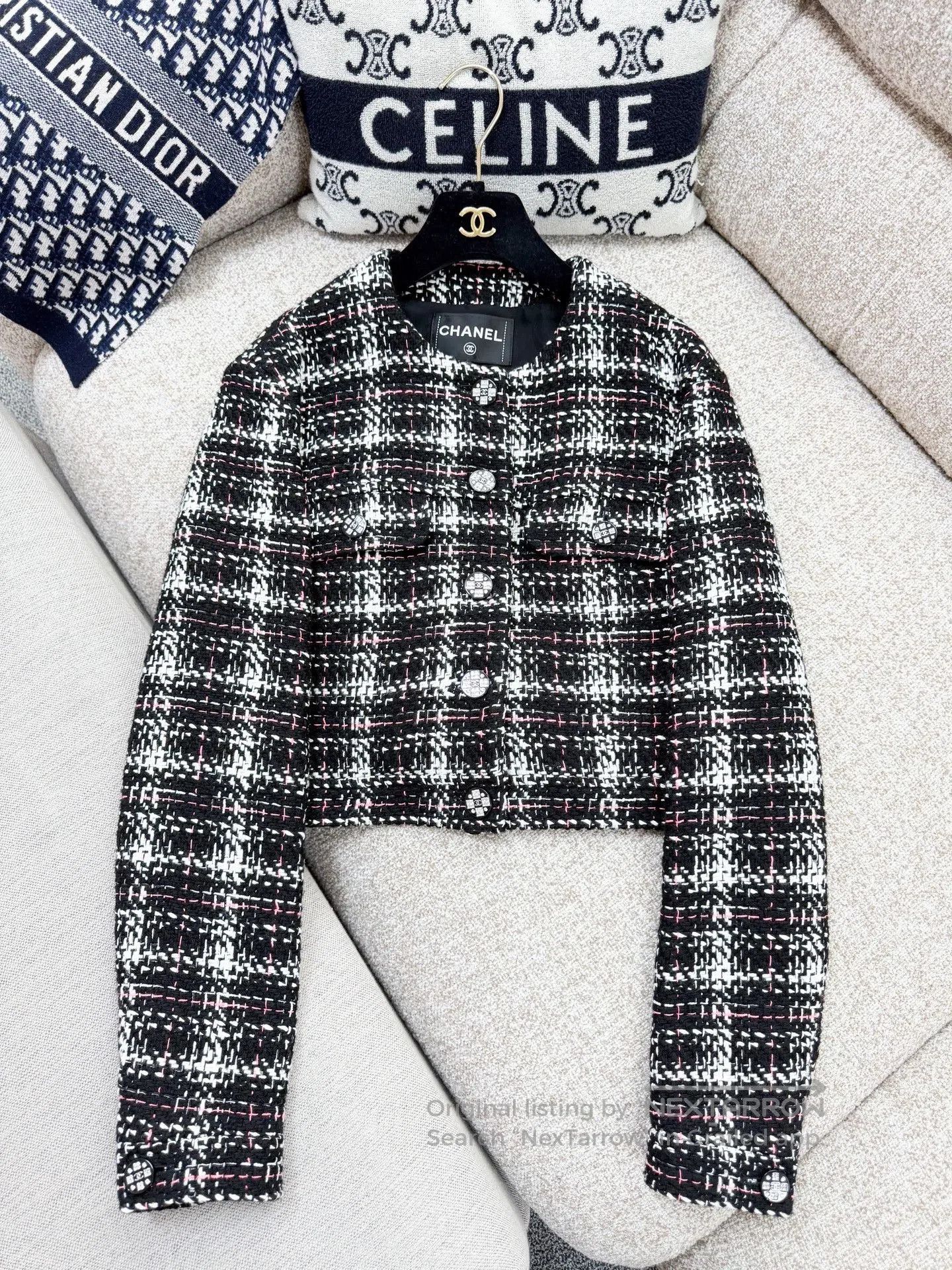 Chanel Chanel 21K Checkered Tweed Cropped Jacket. Size S / US 4 / IT 40 - 2 Thumbnail