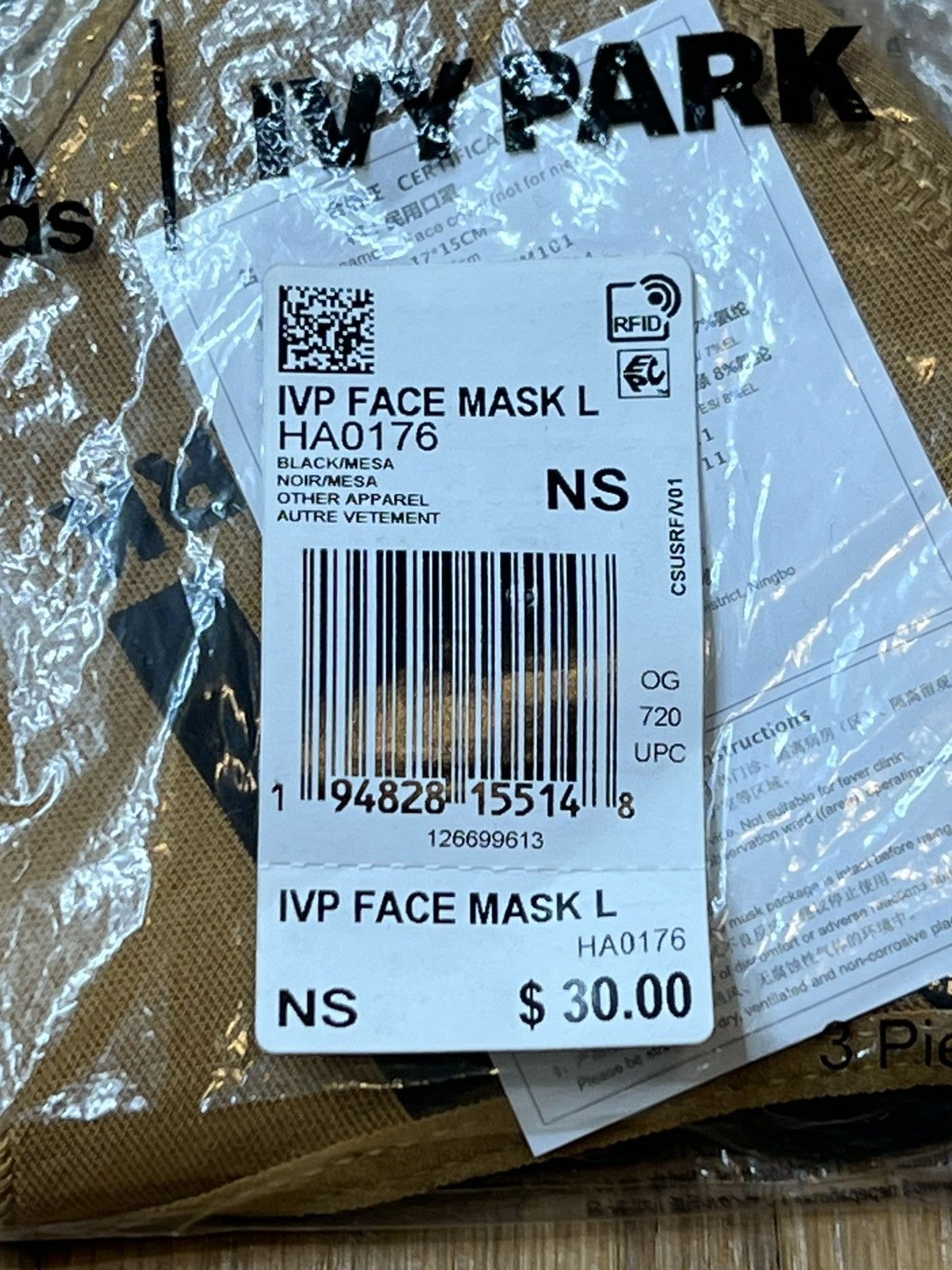Adidas × Ivy Park Adidas Ivy Park Ear Loop Black Beige Face Mask 3 Pack Size ONE SIZE - 4 Thumbnail