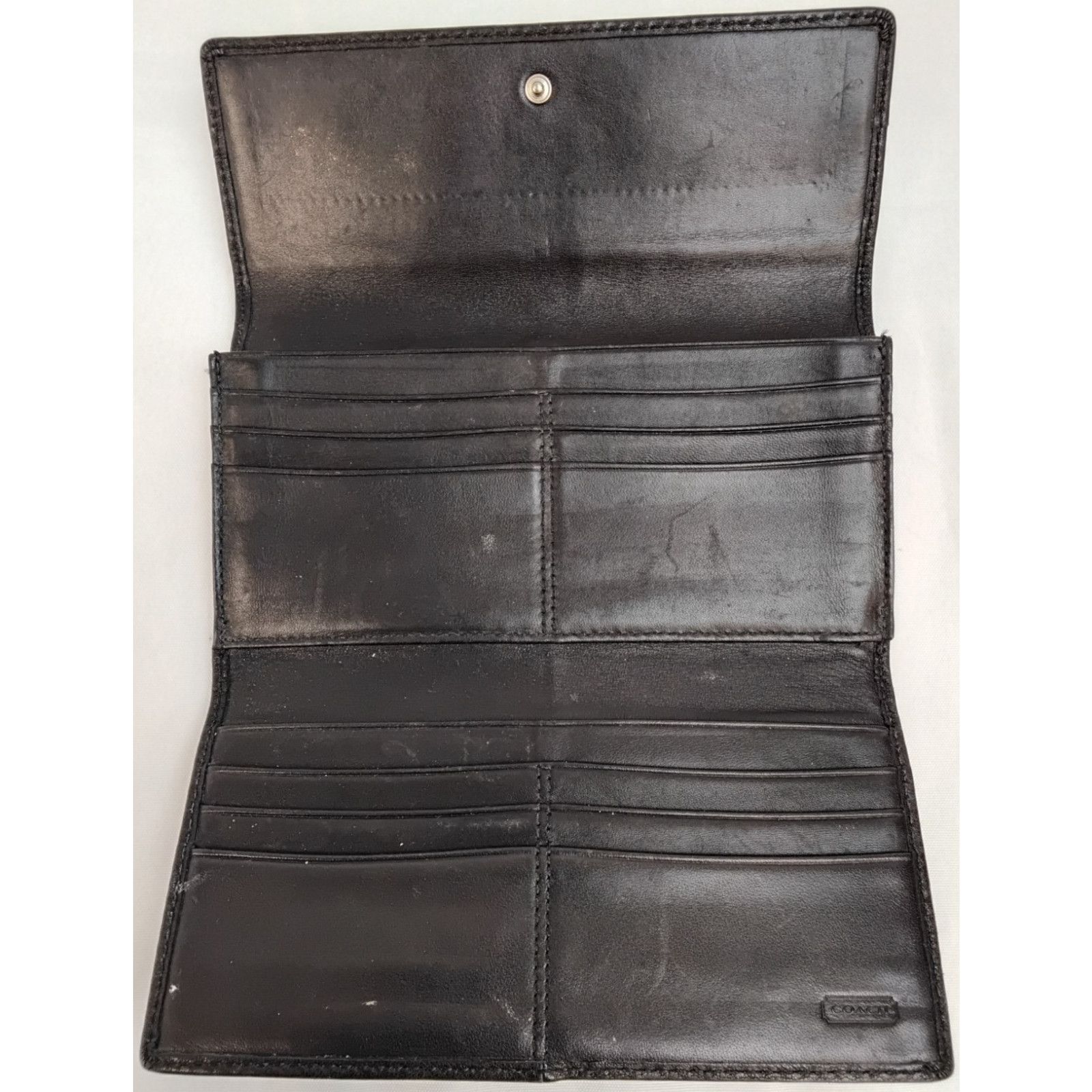 Coach Coach Tri-Fold Black Leather Wallet Envelope Snap VTG 2000s Size ONE SIZE - 6 Thumbnail
