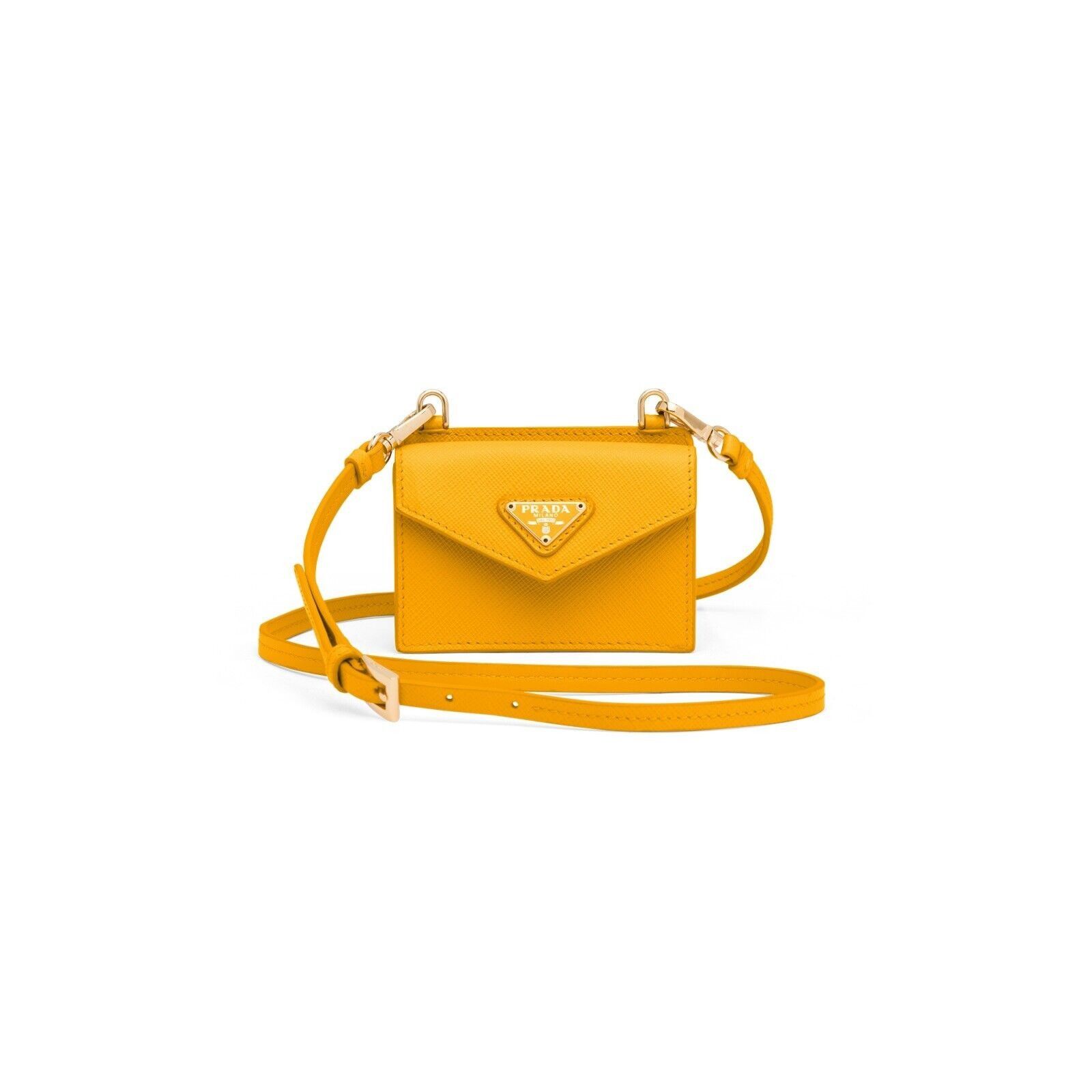 NEW PRADA Prada Saffiano Leather Card Holder In Sunny Yellow