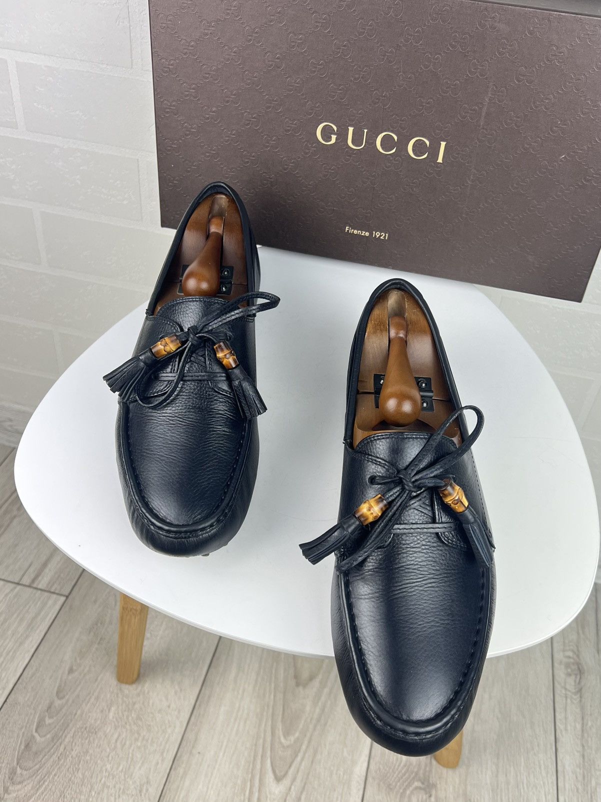 Gucci GUCCI Loafers Leather Shoes Laces Tassels Bamboo Navy Men's Size US 9.5 / EU 42-43 - 4 Thumbnail