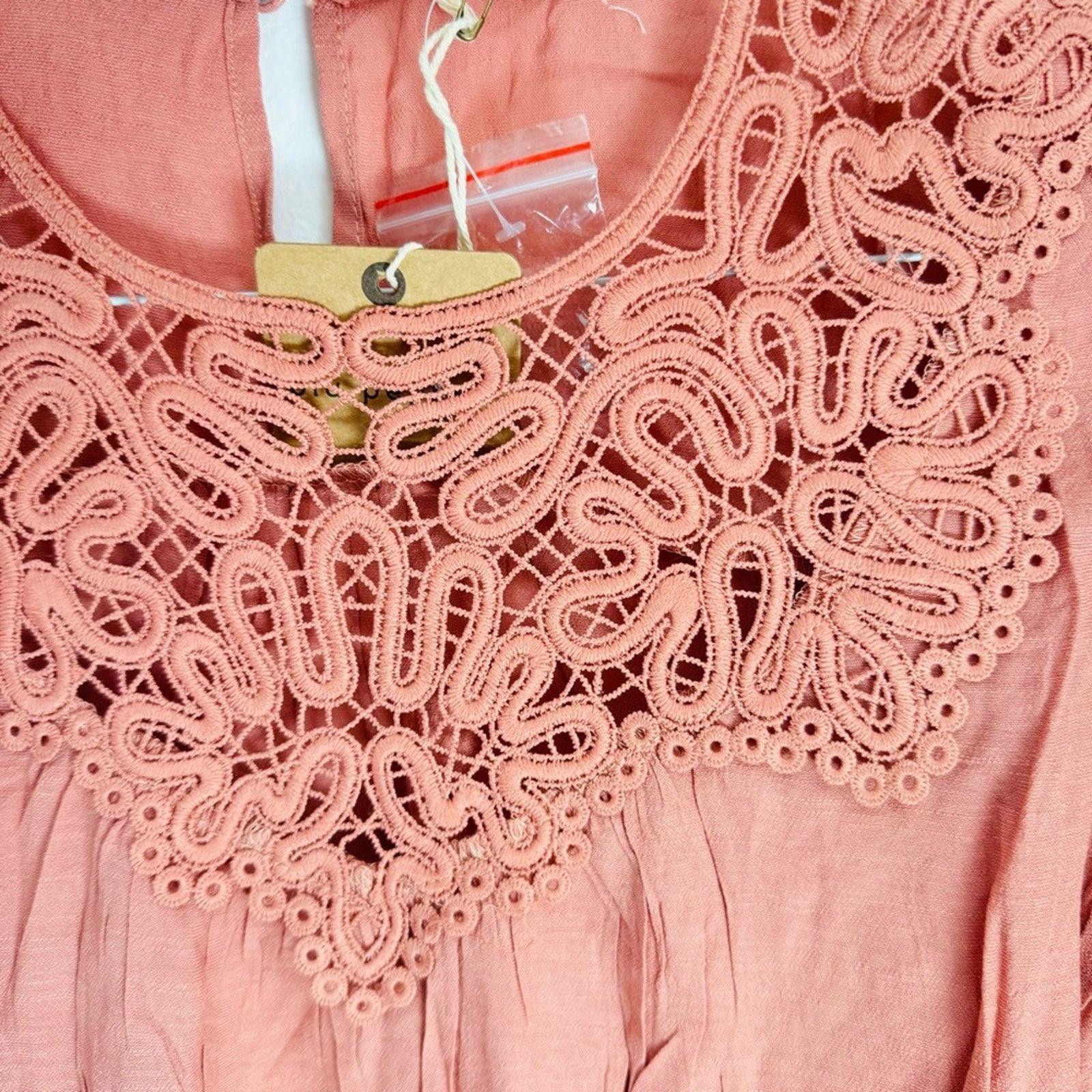 Nordstrom NEW PEPPER Dusty Rose Pink Crochet Lace $88 Blouse Shirt Top Size S / US 4 / IT 40 - 4 Thumbnail