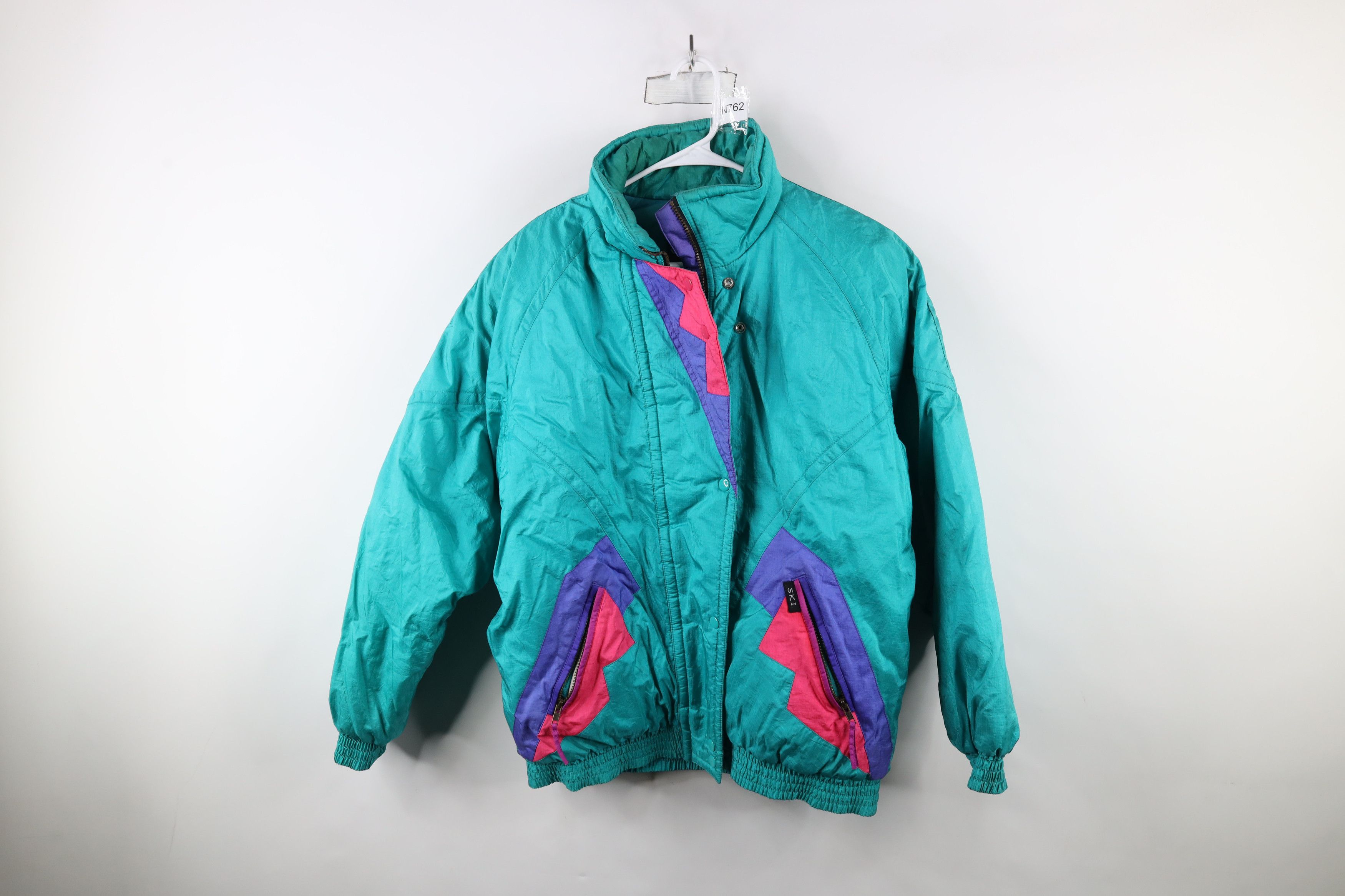 Vintage Vintage 90s Streetwear Block Full Zip Puffer Jacket Skiing Size L / US 10 / IT 46 - 1 Thumbnail