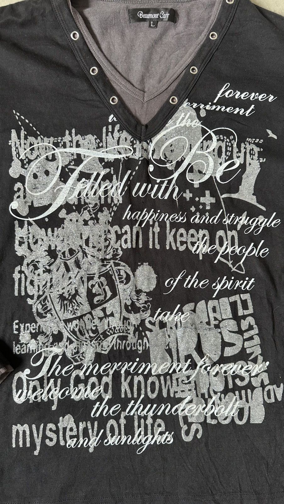 Japanese Brand VINTAGE BEUMONT CARR POEMS DOUBLE LAYER LS TEE Size US M / EU 48-50 / 2 - 2 Thumbnail