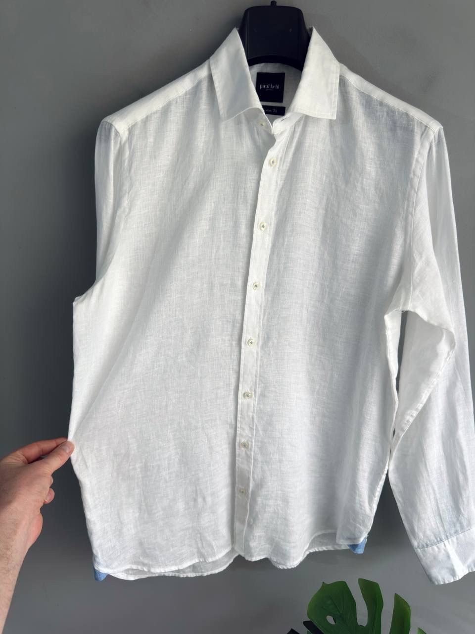 Other Paul Kehl Zurich Men's White Custom Fit Linen Shirt, Size M Size US M / EU 48-50 / 2 - 5 Thumbnail