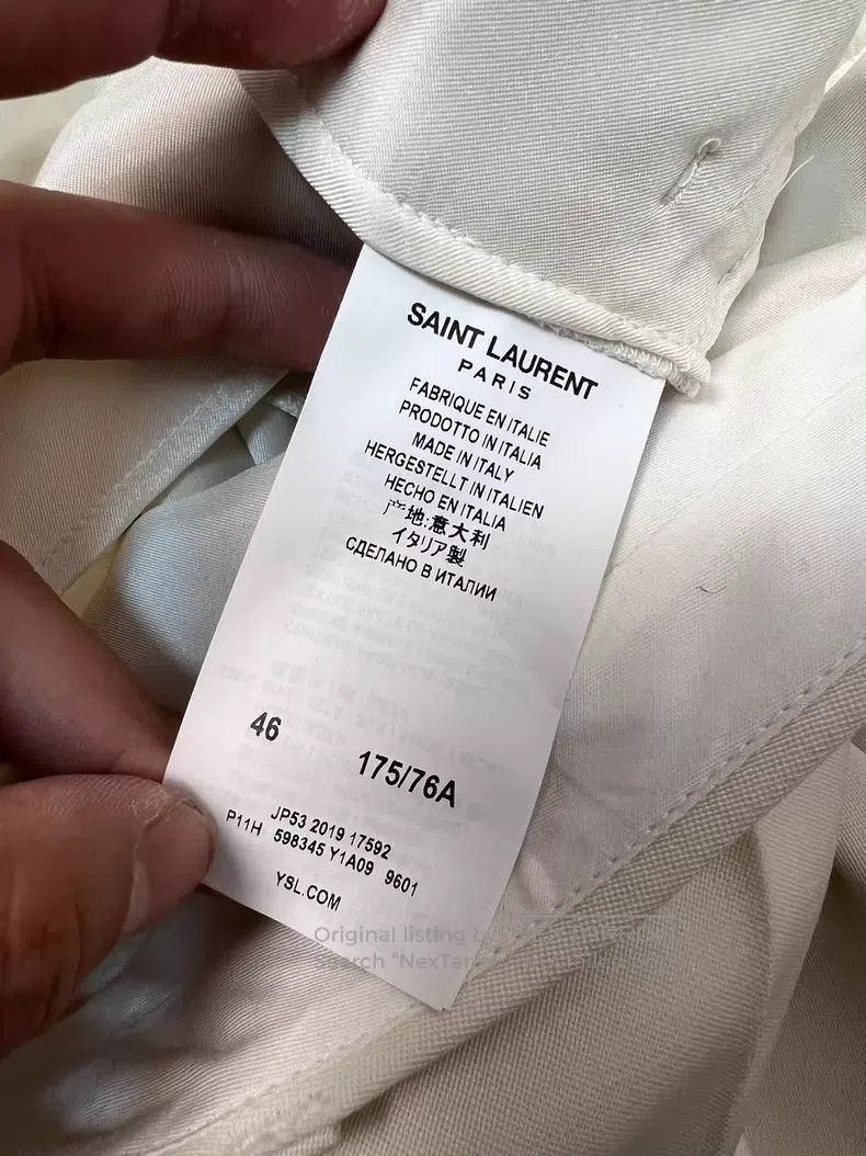 Saint Laurent Paris Saint Laurent Paris White 9-Figure Wool Trousers Size US 30 / EU 46 - 4 Thumbnail