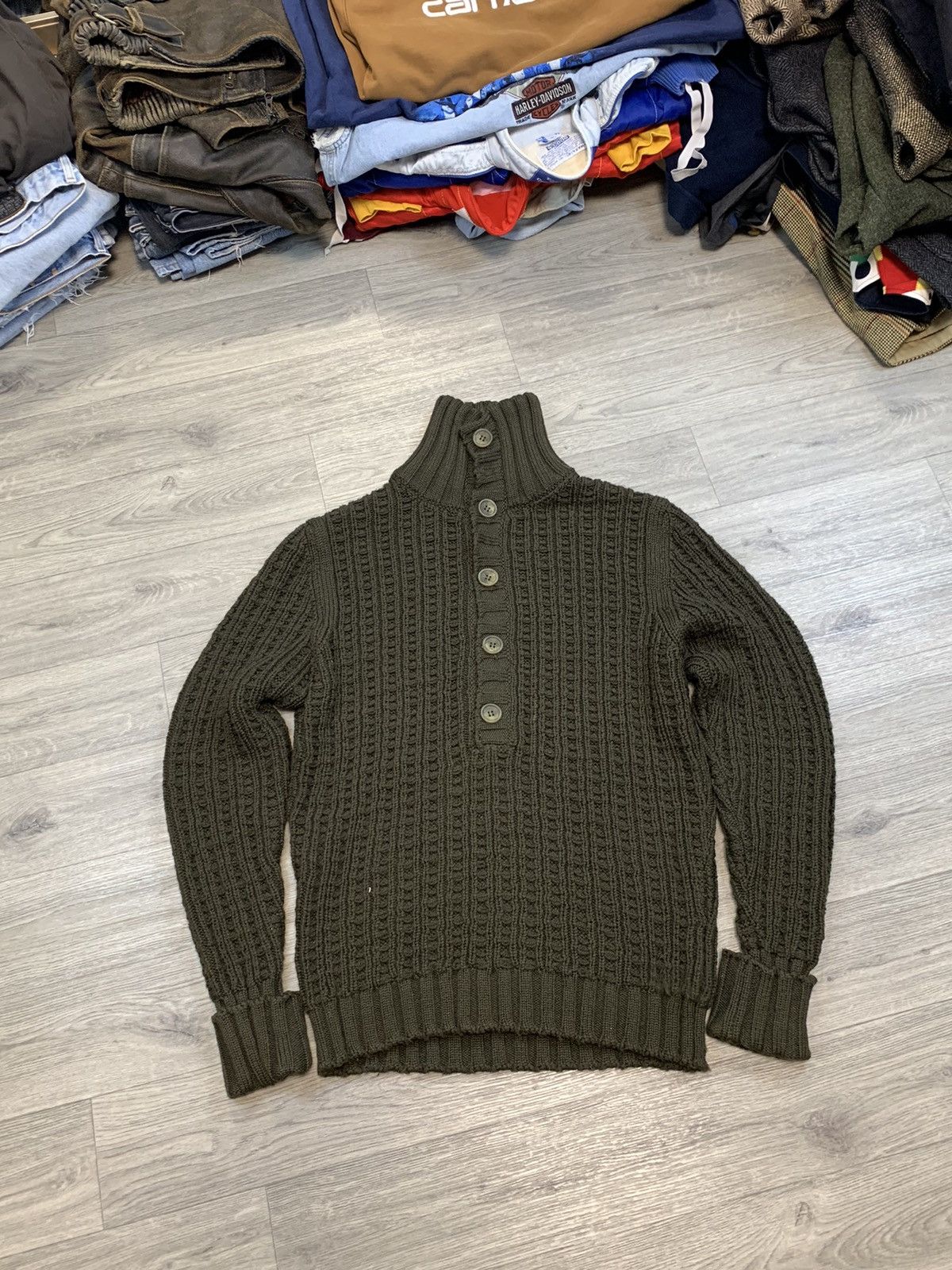 Dolce & Gabbana D&G Olive Green Cable Knit Wool Sweater XL Size US L / EU 52-54 / 3 - 1 Thumbnail
