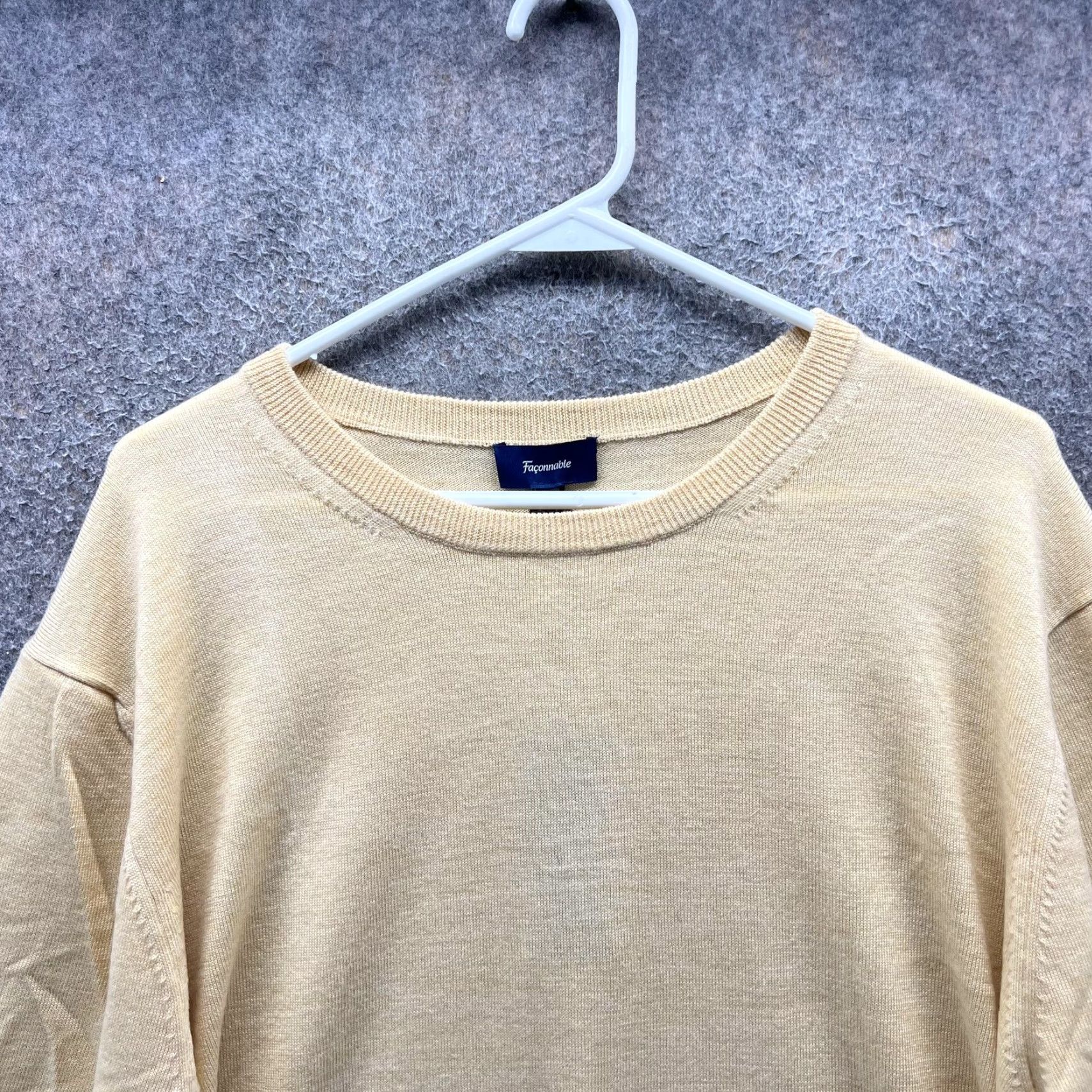 Faconnable Faconnable Sweater Mens XL Beige Lightweight Crewneck Pullover Knit Casual Fall Mens XL Beige Faconnable Logo Size US XL / EU 56 / 4 - 7 Thumbnail