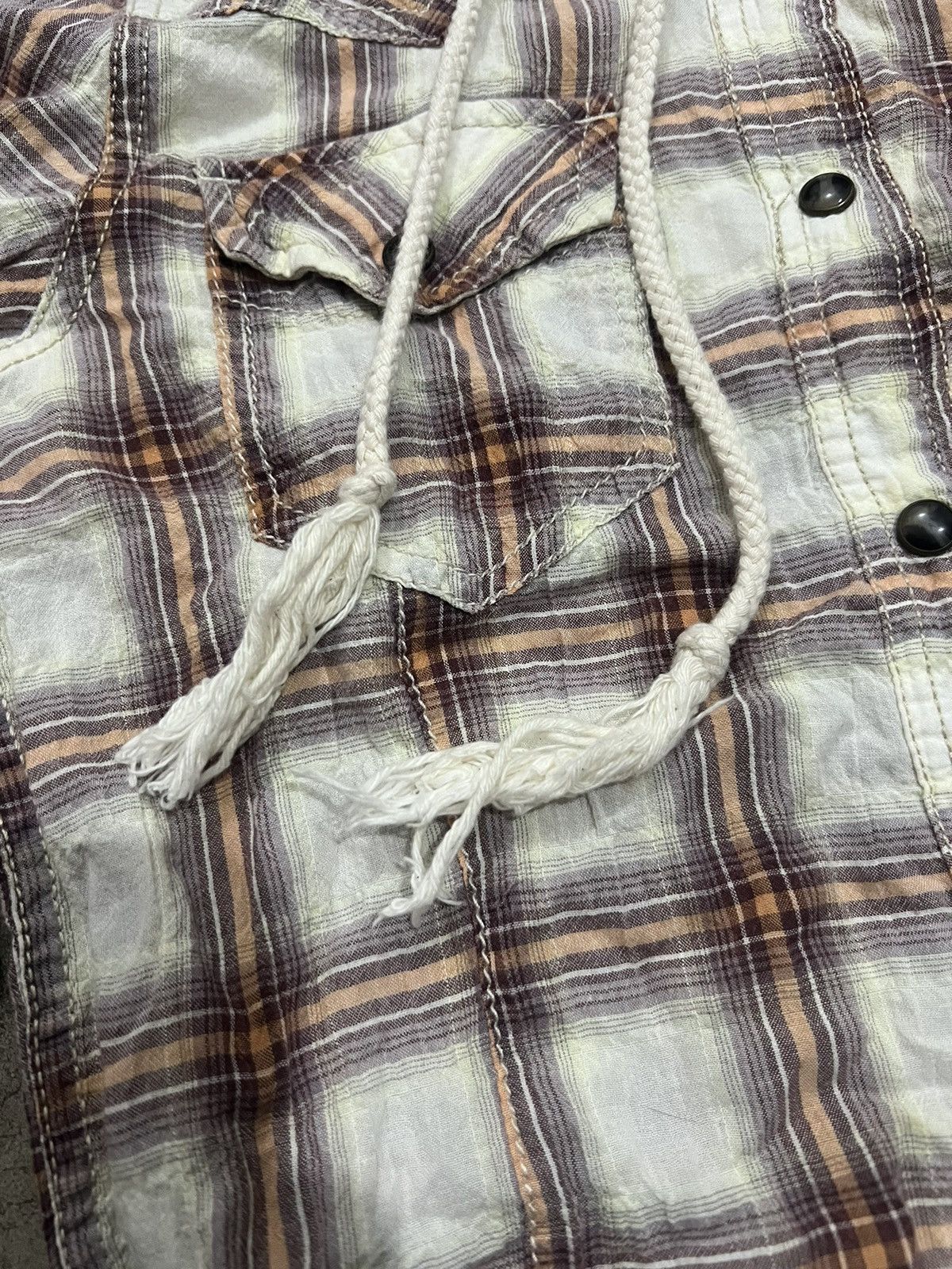 Japanese Brand 2000’s GOA Unfinished Western Hooded Plaid Shirt Size US S / EU 44-46 / 1 - 5 Thumbnail