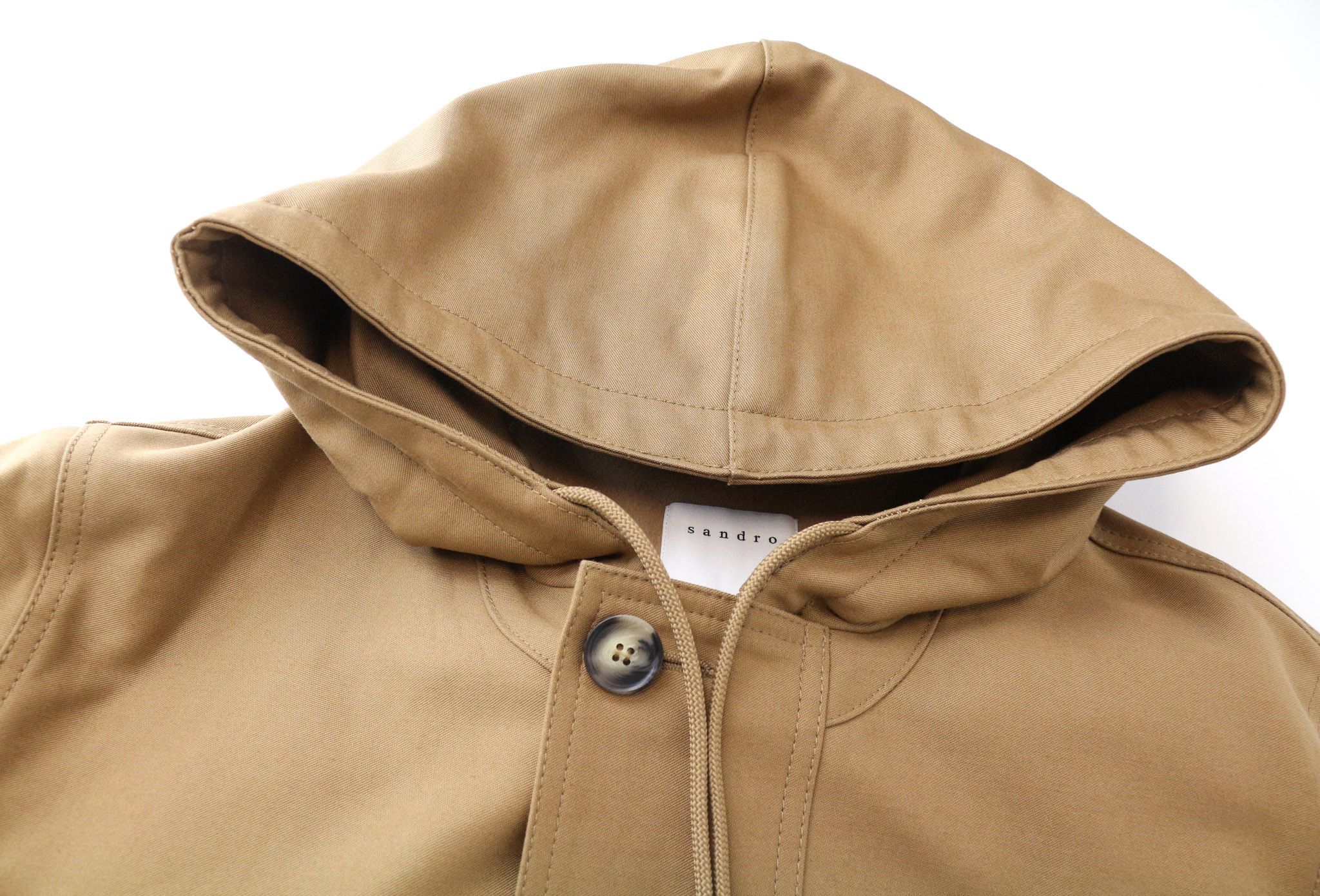Sandro S Camel Brown Hooded Cotton Parka Jacket 74610 Size US S / EU 44-46 / 1 - 3 Thumbnail