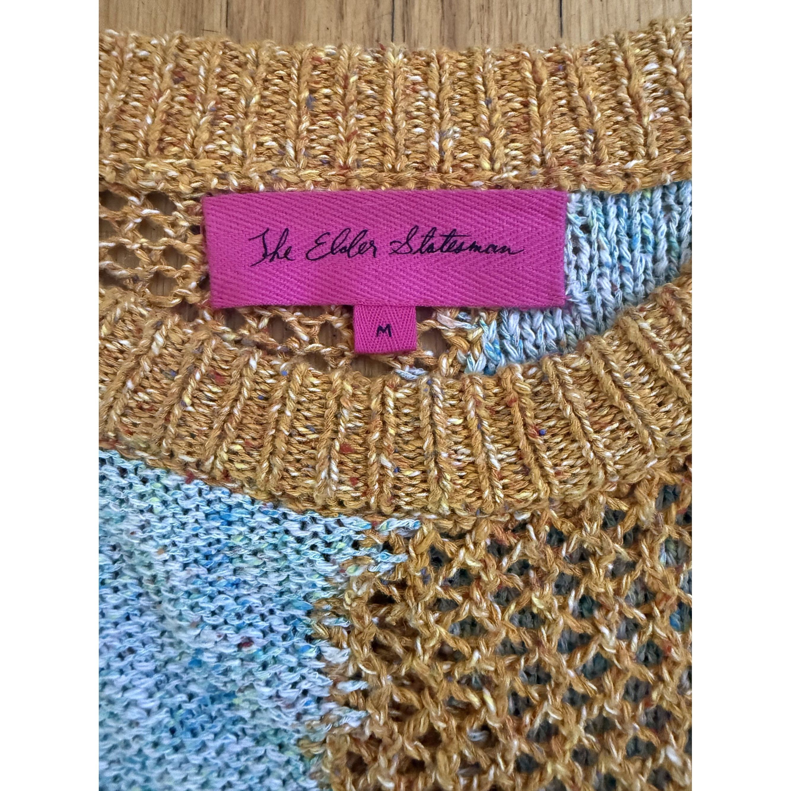 The Elder Statesman The Elder Statesman Patchwork Cotton Net Sweater – Hand-Croc Size US M / EU 48-50 / 2 - 2 Thumbnail