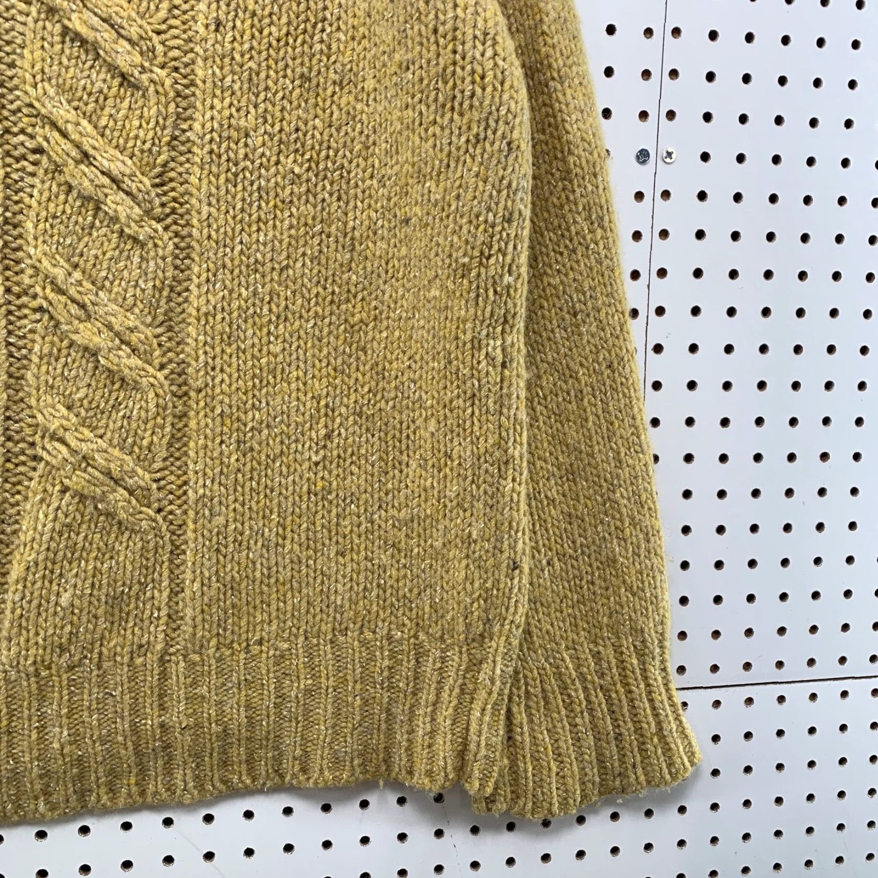 J.Crew J.CREW Wool Silk Sweater Womens Large Yellow Boat Neck Convertible Cable Knit Size L / US 10 / IT 46 - 7 Thumbnail