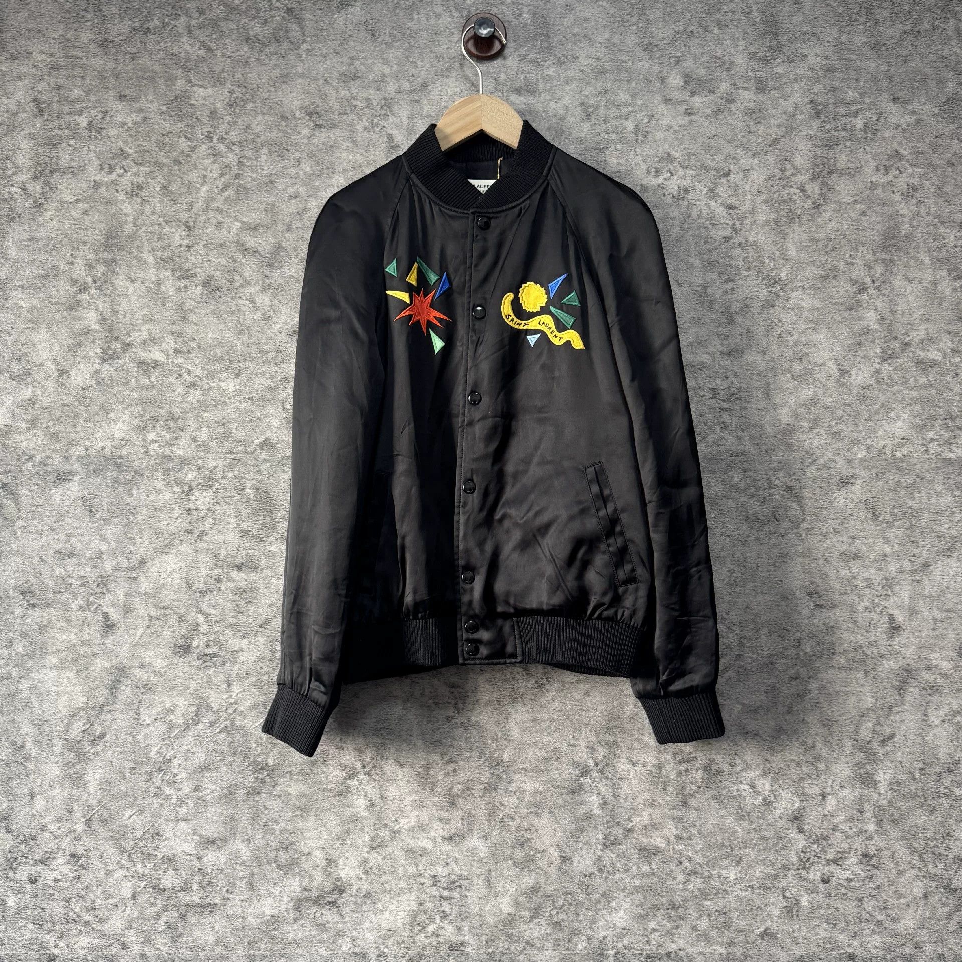 Saint Laurent Paris Saint Laurent Bomber Jacket w/ Embroidery Size US XXS / EU 40 - 1 Thumbnail