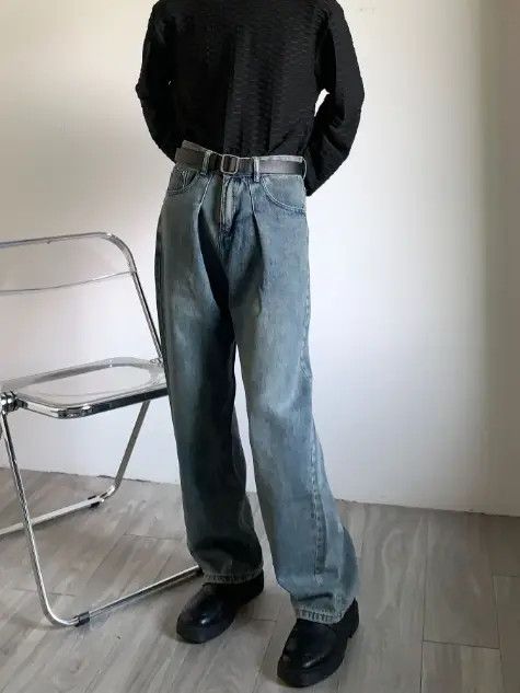 Japanese Brand VIBE American retro wide-leg loose all-match straight jeans Size US 32 / EU 48 - 3 Thumbnail