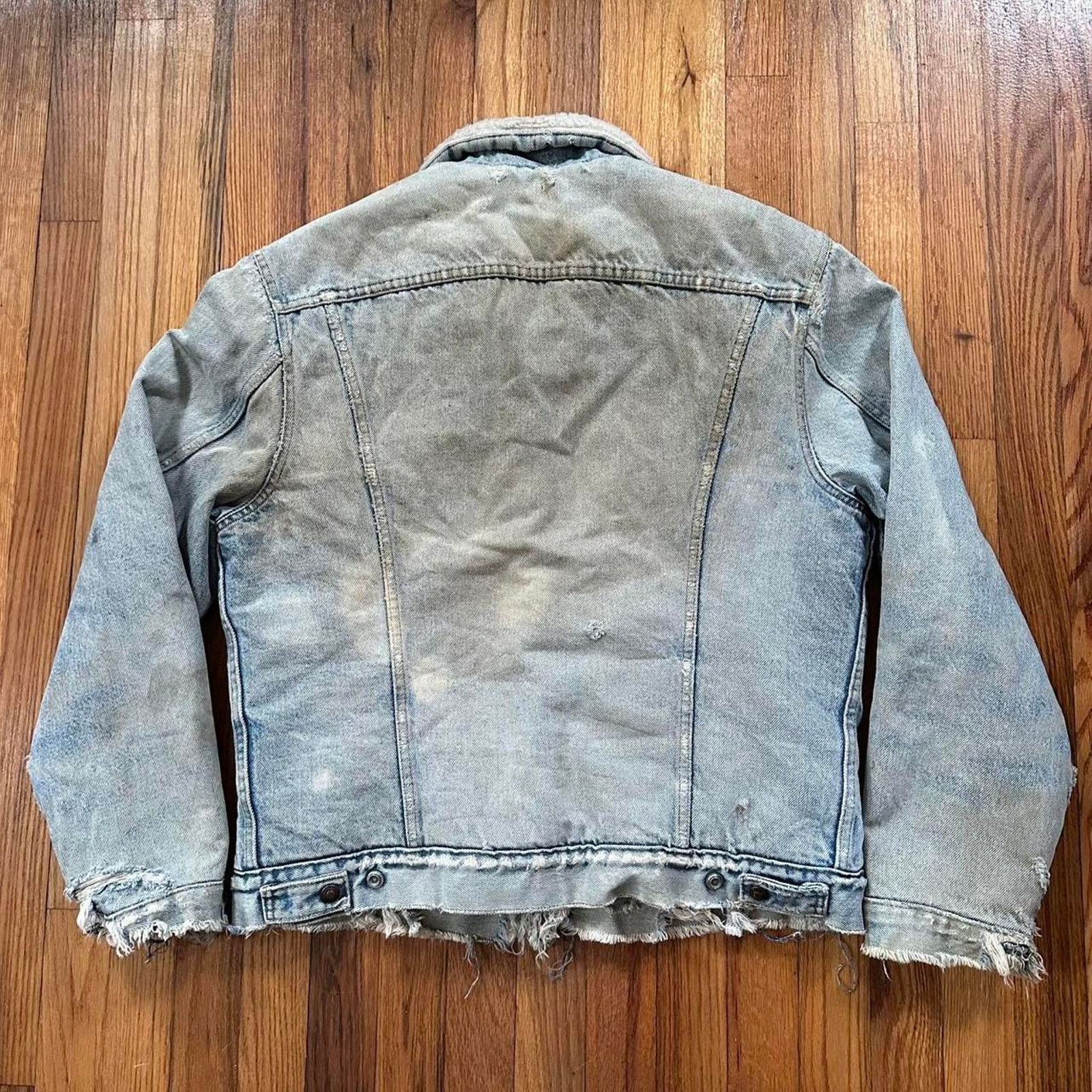 Levi's × Vintage Levis Distressed Sherpa Denim Button Up Jacket Grunge L Size US L / EU 52-54 / 3 - 4 Thumbnail