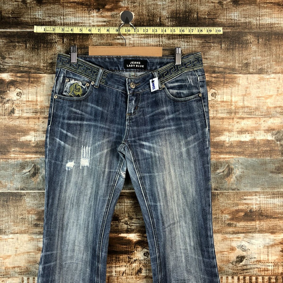 Japanese Brand Lady Blue Jeans blue Distressed Denim Pants #A2442 Size 29" - 4 Thumbnail