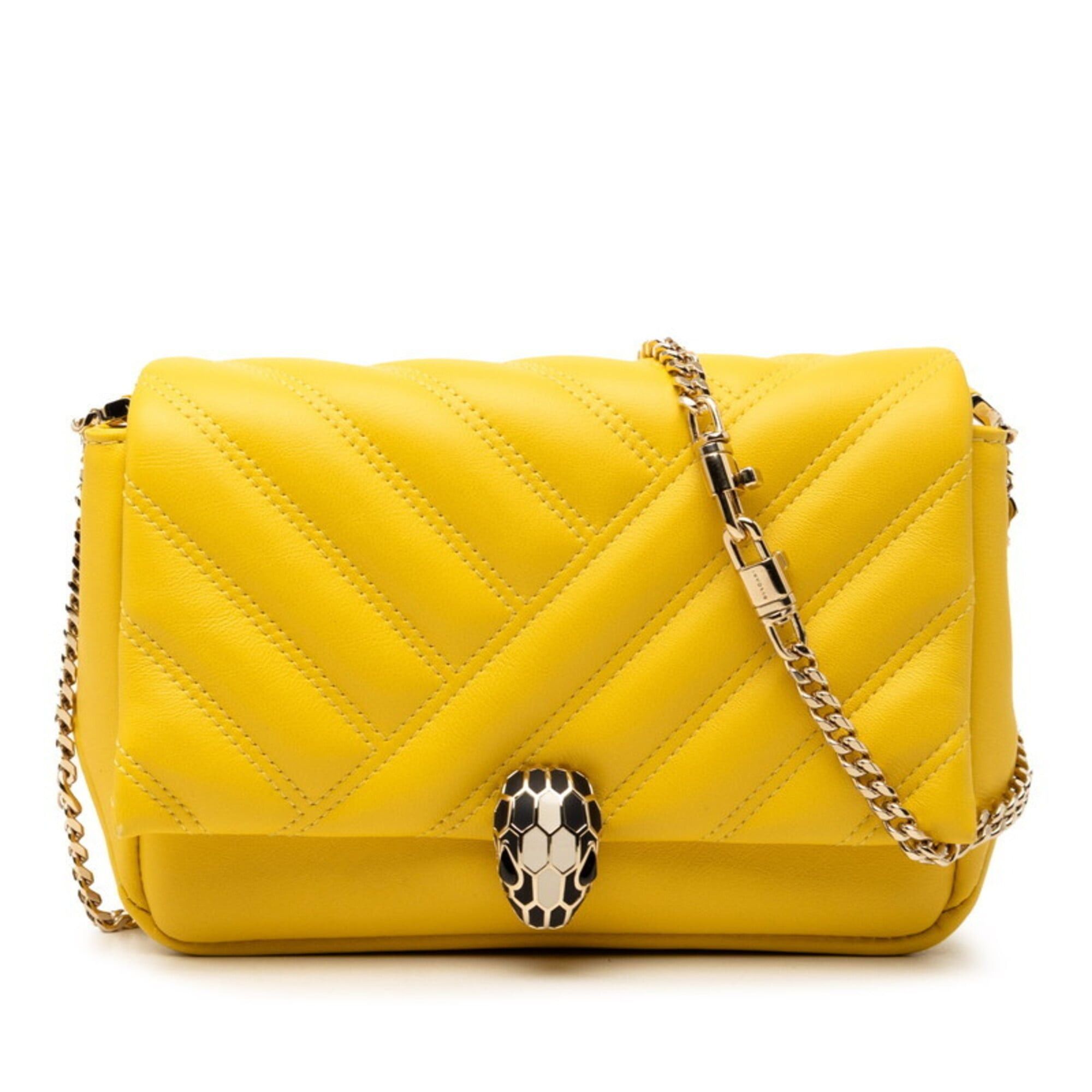 Bvlgari Bulgari Serpenti Cabochon Chain Shoulder Bag, Yellow Leather, Women's BVLGARI Size ONE SIZE - 1 Thumbnail