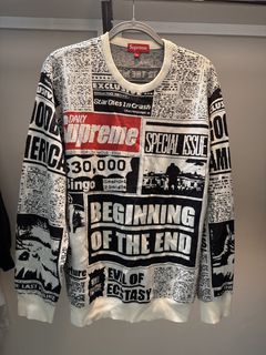 Supreme Newsprint Sweater | Grailed