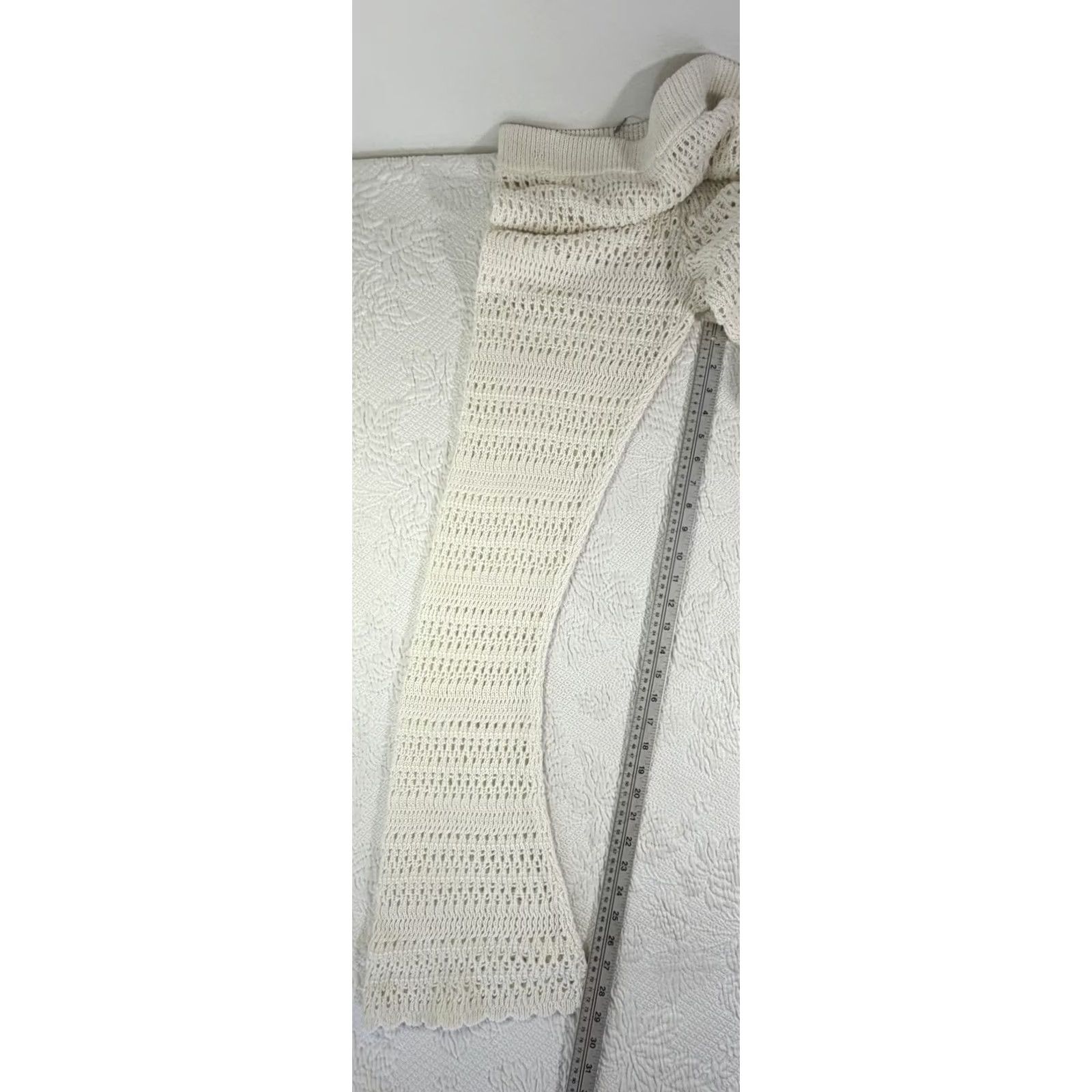 Vintage L Space Golden Hour White Crochet Pants Coverup Sz M Boho Size 32" / US 10 / IT 46 - 6 Thumbnail
