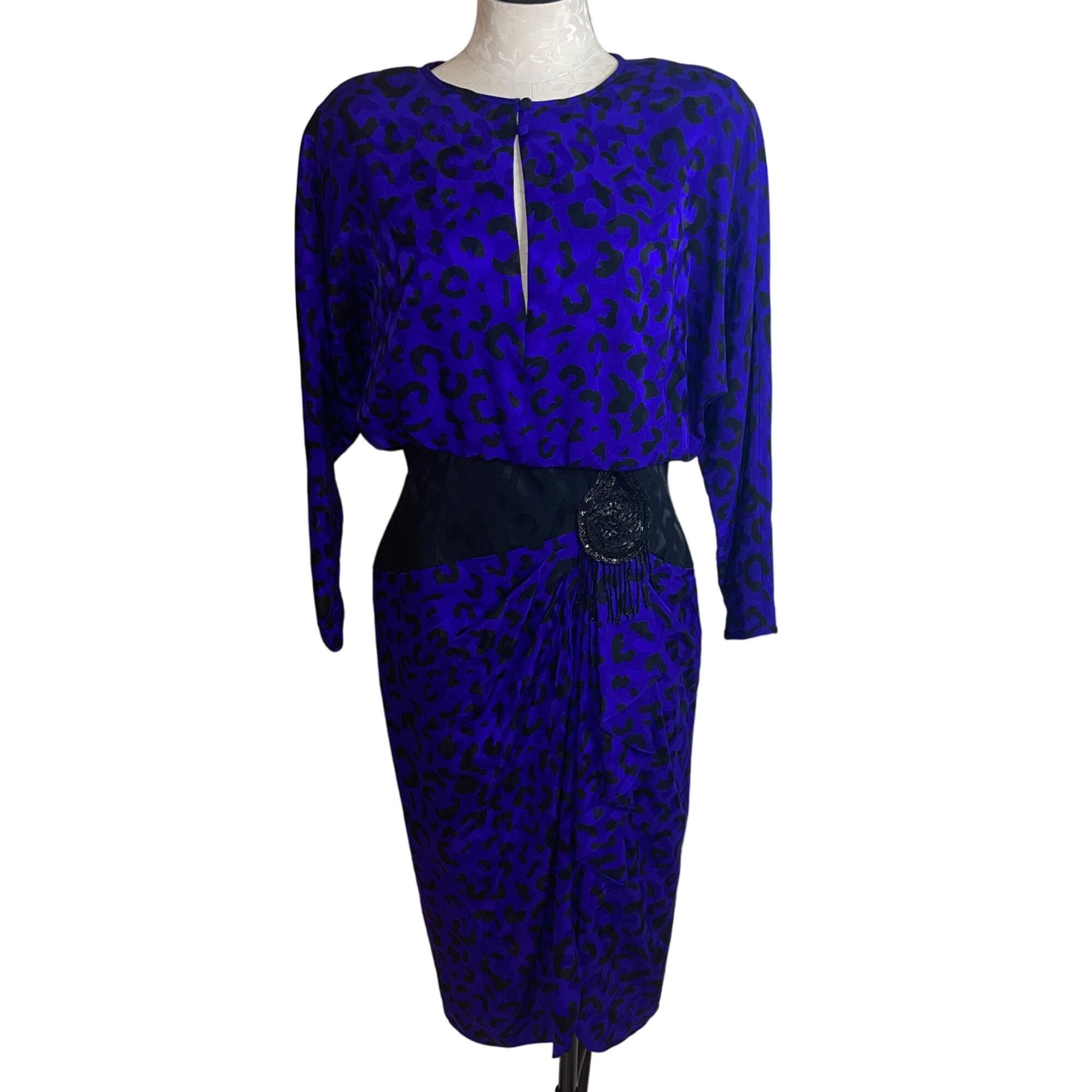 image of A J Bari Vintage Womens Dress Size 12 Purple Cocktail Party