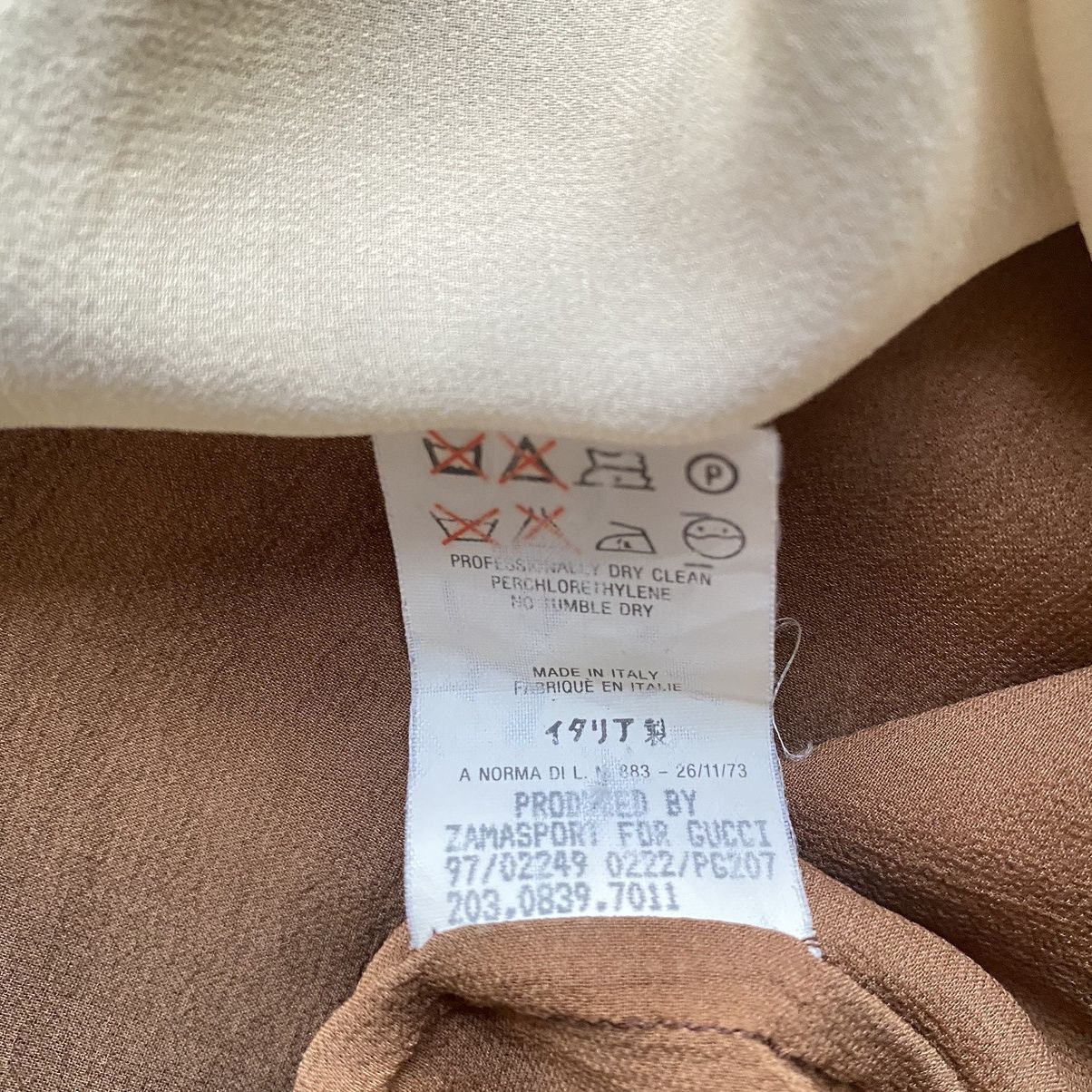 Tom Ford S/S 1997 Gucci by Tom Ford Brown Sheer Ombré Silk Button. Size US XXS / EU 40 - 4 Thumbnail