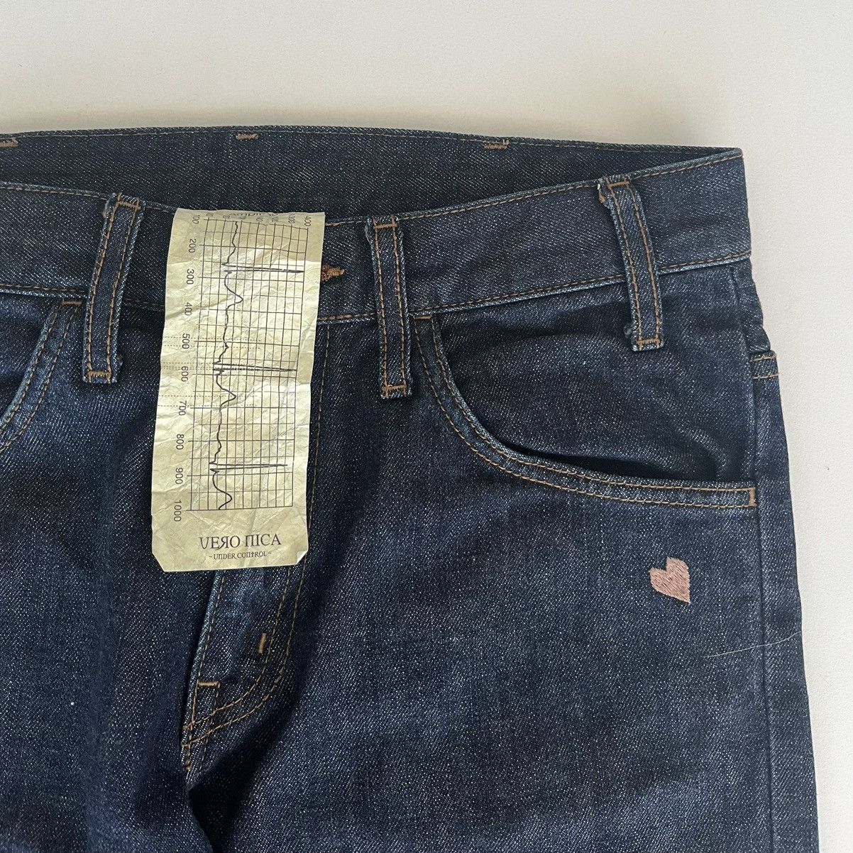 Japanese Brand Veronica by Led Rechwe Heart Embroidered Flared Jeans Size 29" - 3 Thumbnail