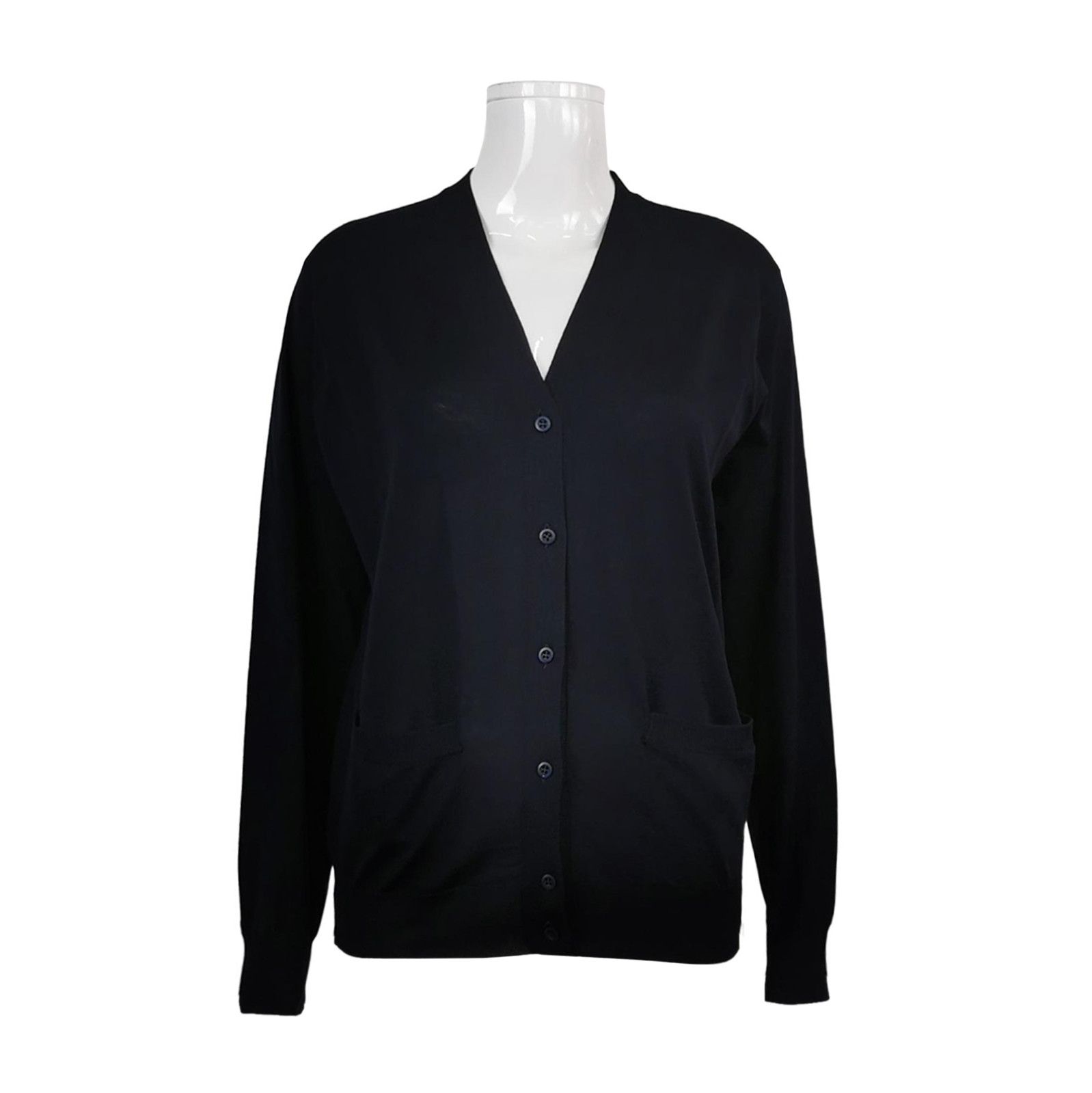 Prada Prada Wool V-Neck Cardigan in Classic Black 0089 Size XXS / US 00 / IT 34 - 1 Thumbnail