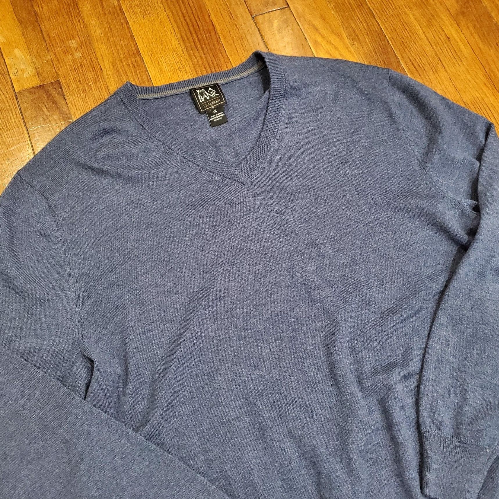 Jos. A. Bank Jos. A. Bank Sweater Mens 2XL Blue Traveler Merino Wool V-Neck Pullover Knit Size US XXL / EU 58 / 5 - 4 Thumbnail