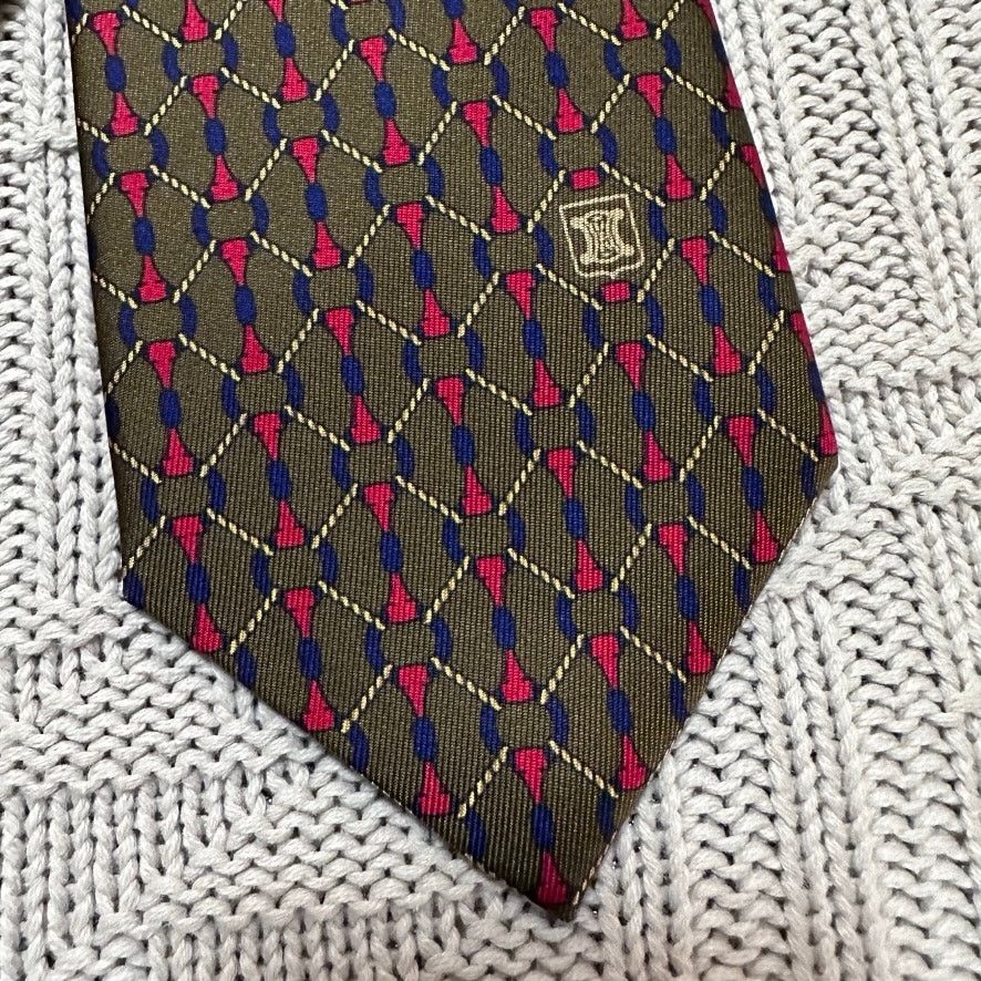 Celine Celine brown equestrian bit motif silk tie Size ONE SIZE - 2 Thumbnail
