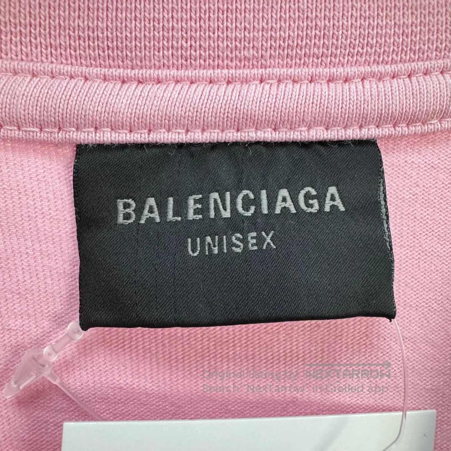 Balenciaga Balenciaga Pink Back Crystal Letter Short Sleeve T-Shirt| Size M / US 6-8 / IT 42-44 - 6 Thumbnail