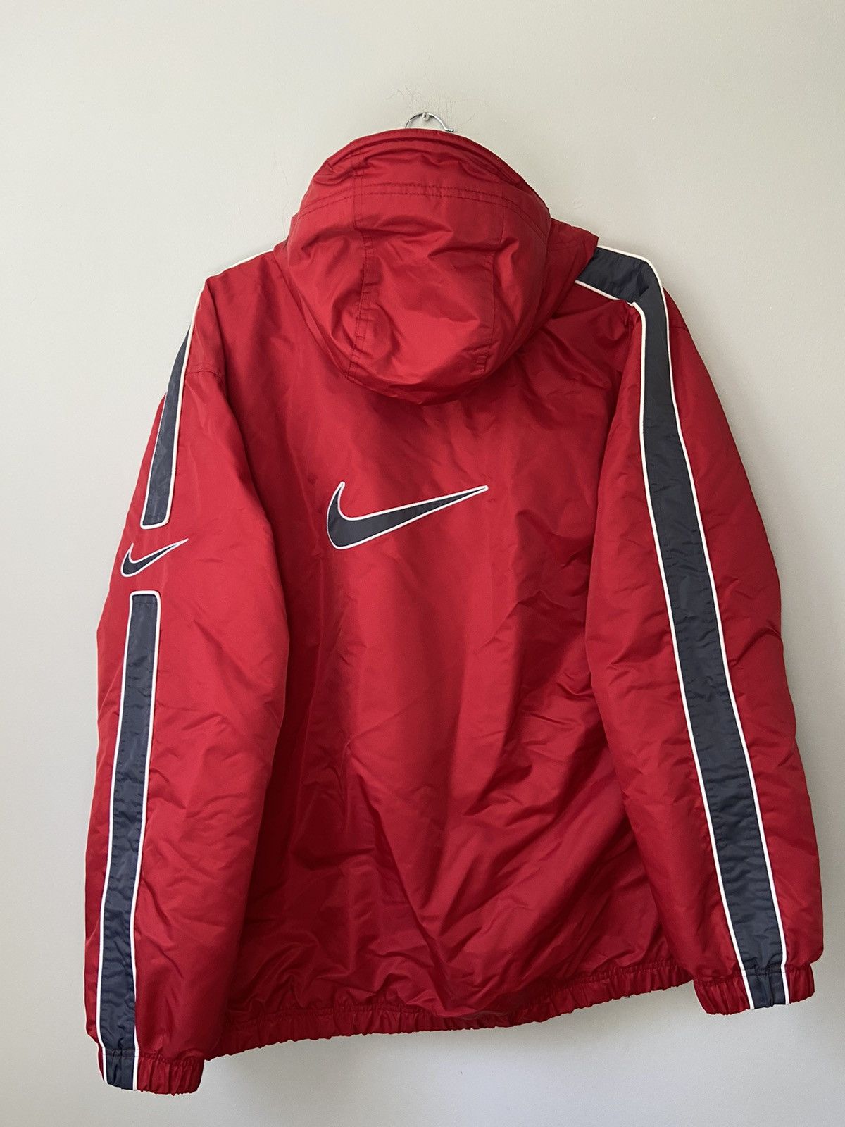 Nike × Vintage 2000s Nike Big Swoosh Stripe Heavy Jacket Size US L / EU 52-54 / 3 - 4 Thumbnail