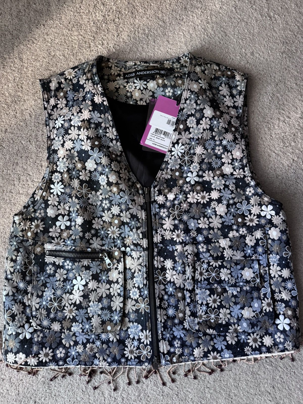 Andersson Bell Flower Zip Up Vest size XL New