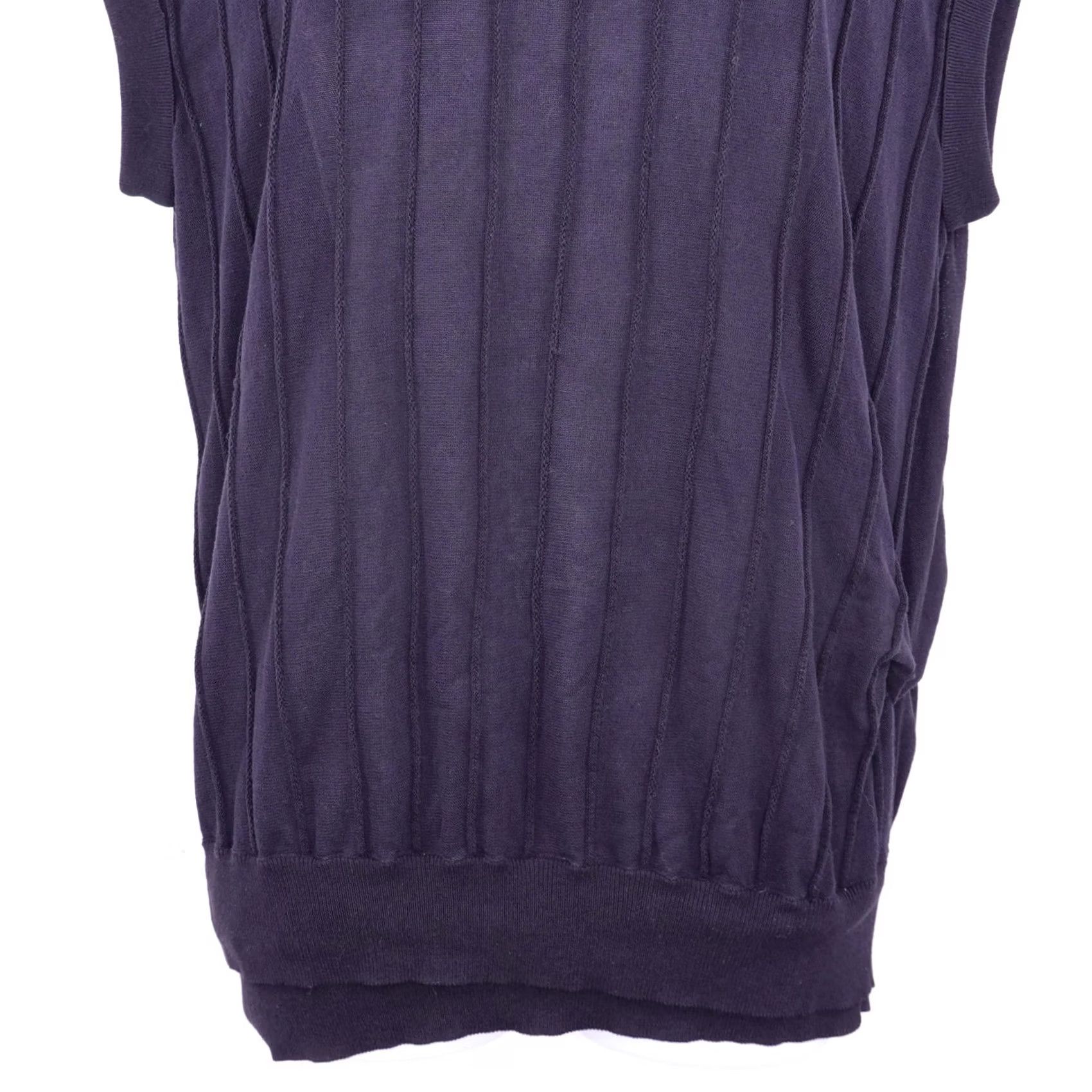 Vintage Sakaya Davis Blouse N avy Sleeveless Knit Cotton 100% Top Women Size M Crew Neck Cap Sleeve Slim Fit Regular Knit Shirt Size M / US 6-8 / IT 42-44 - 3 Thumbnail