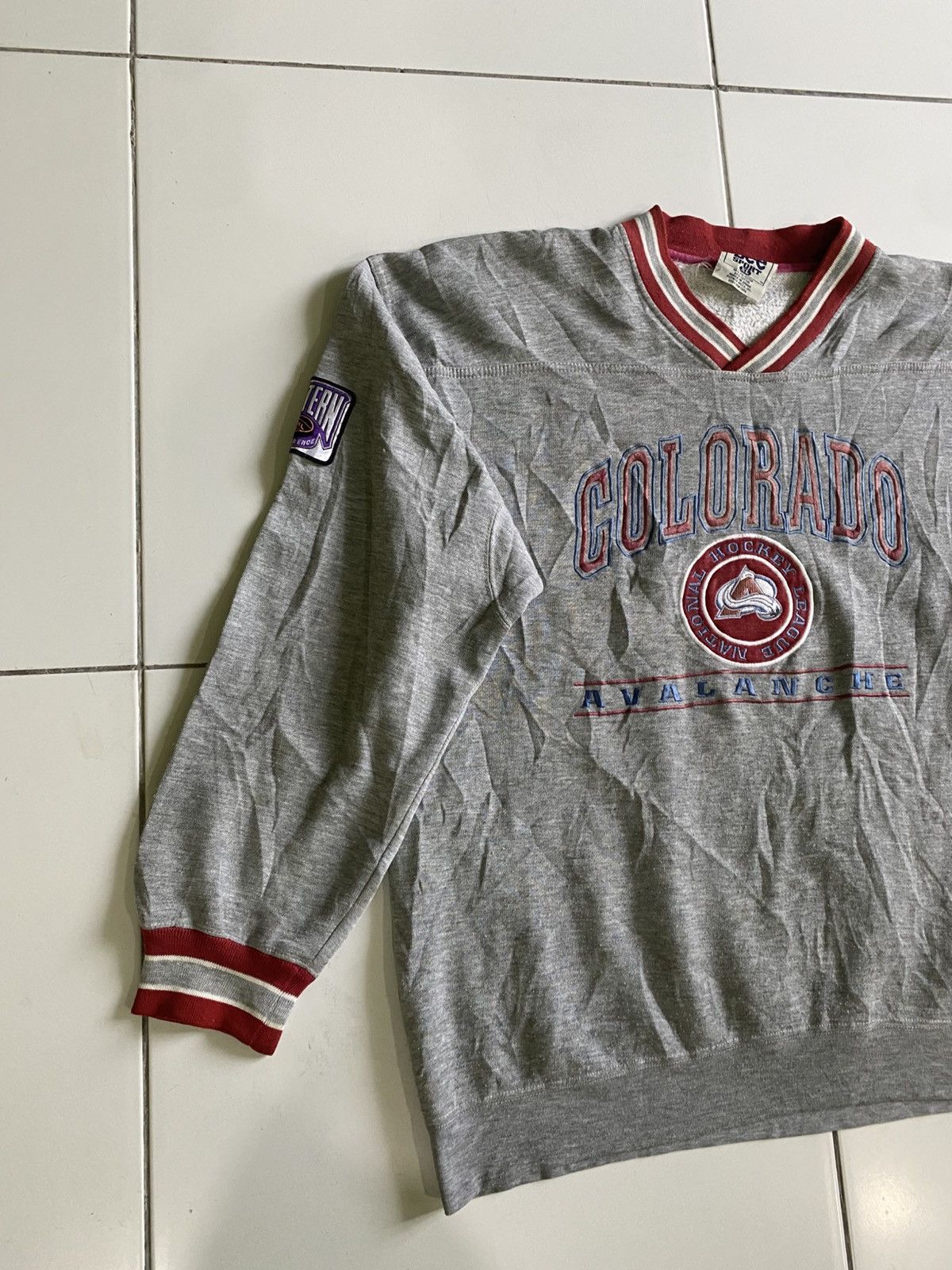 Lee × NBA × NHL Vintage 90s Hockey League national Calorado Vneck Sweatshirt Size US XL / EU 56 / 4 - 2 Thumbnail