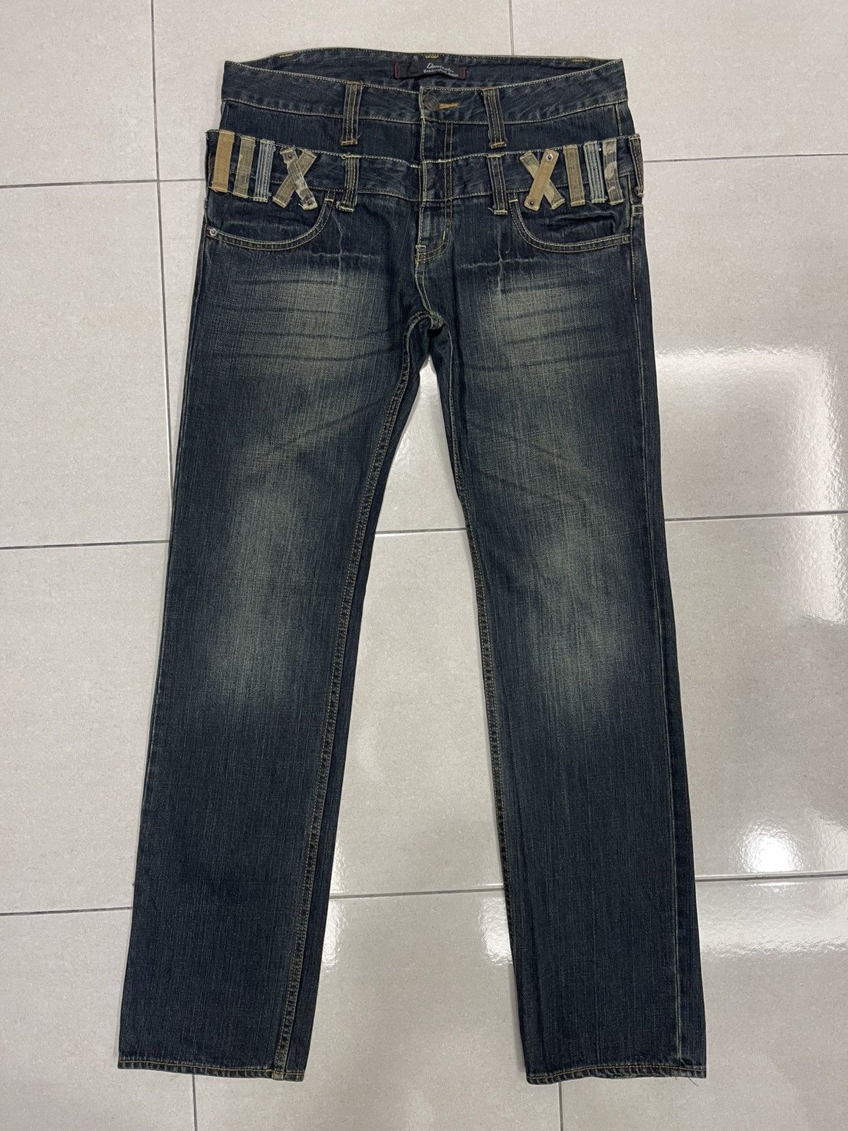 Japanese Brand RARE Dominate Handcrafted Denim - Double Waist Roman Numeral Size US 34 / EU 50 - 1 Thumbnail